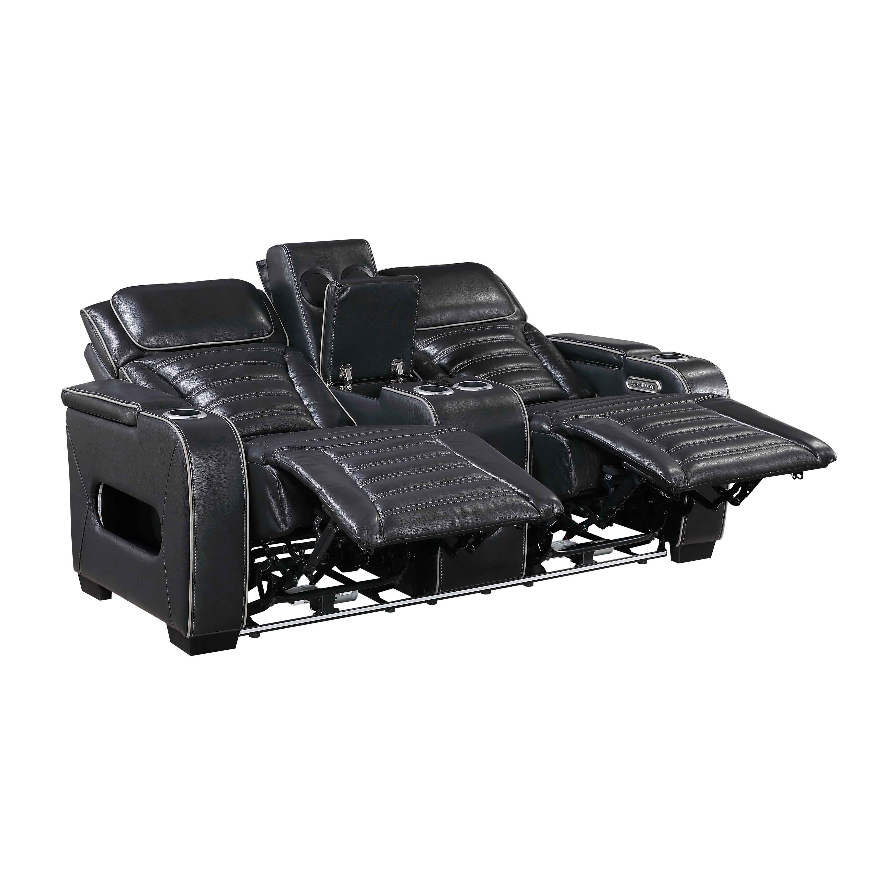 Cyber Black Power Double Reclining Loveseat with Center Console - Image 4