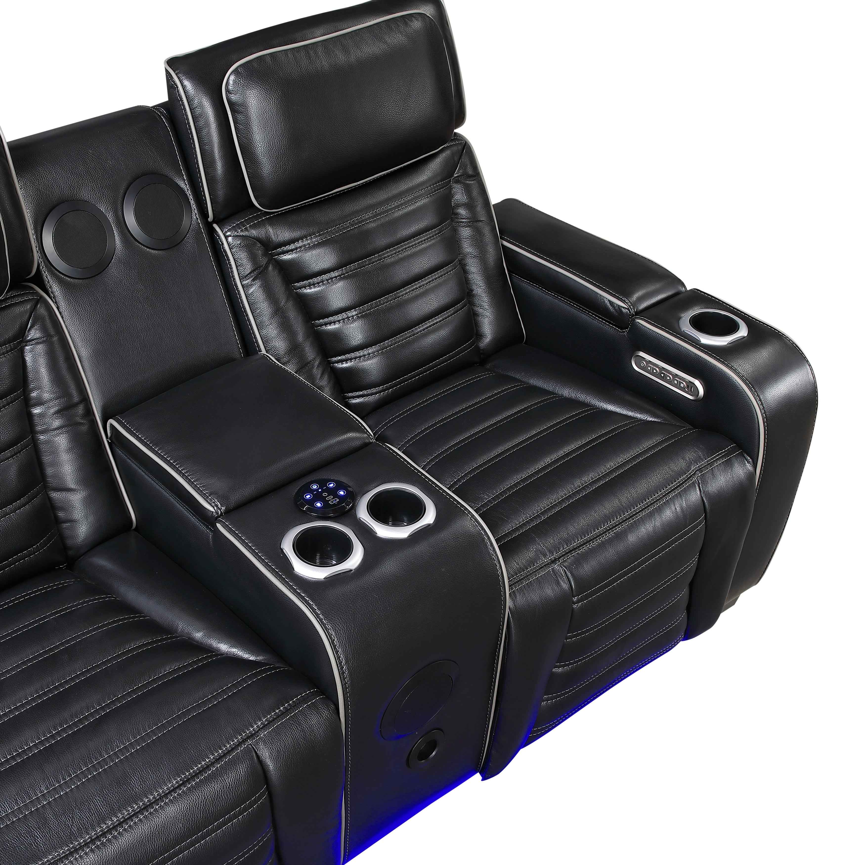 Cyber Black Power Double Reclining Loveseat with Center Console - Image 5