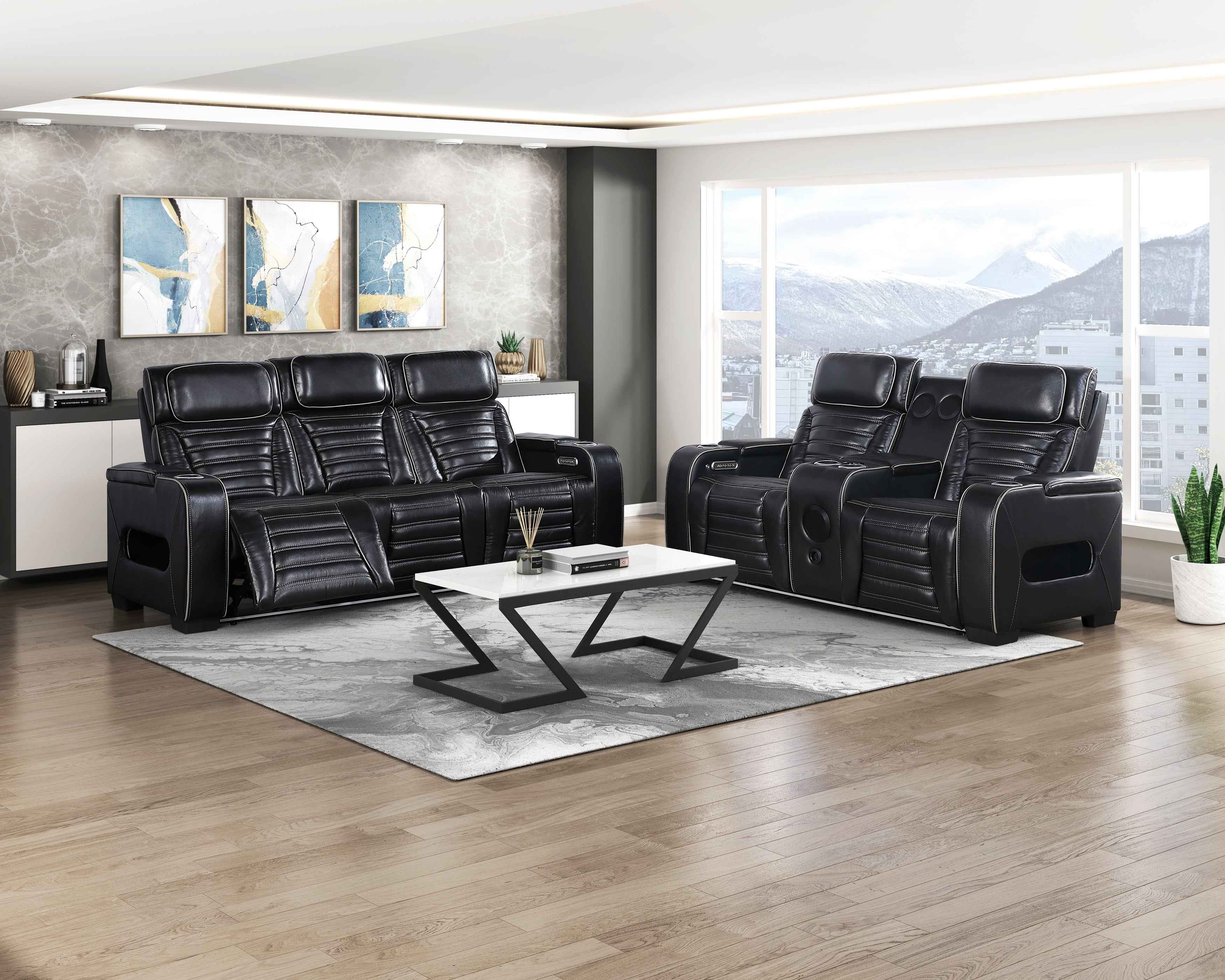 Cyber Black Power Double Reclining Sofa with Center Drop-Down - Image 14