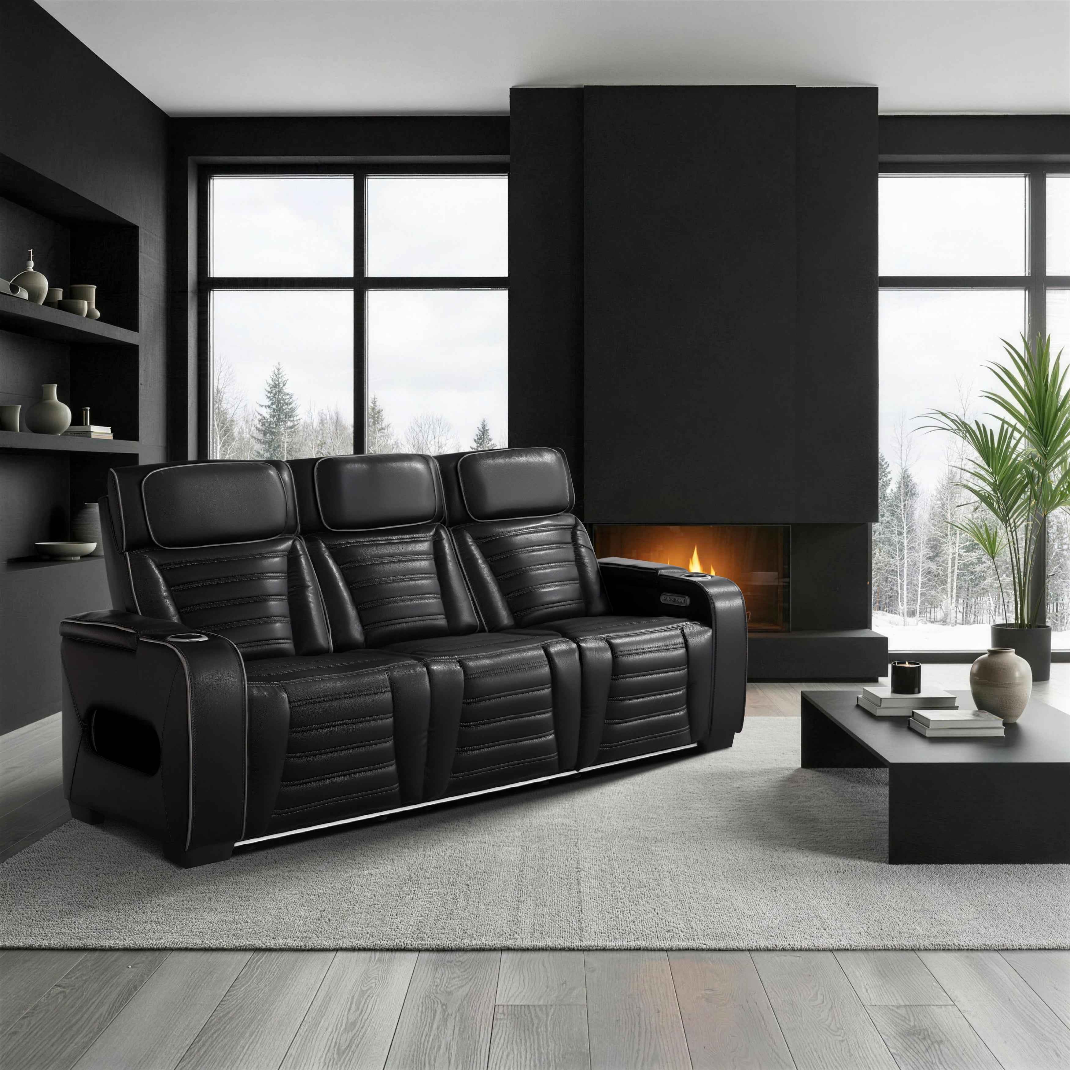 Cyber Black Power Double Reclining Sofa with Center Drop-Down - Image 19