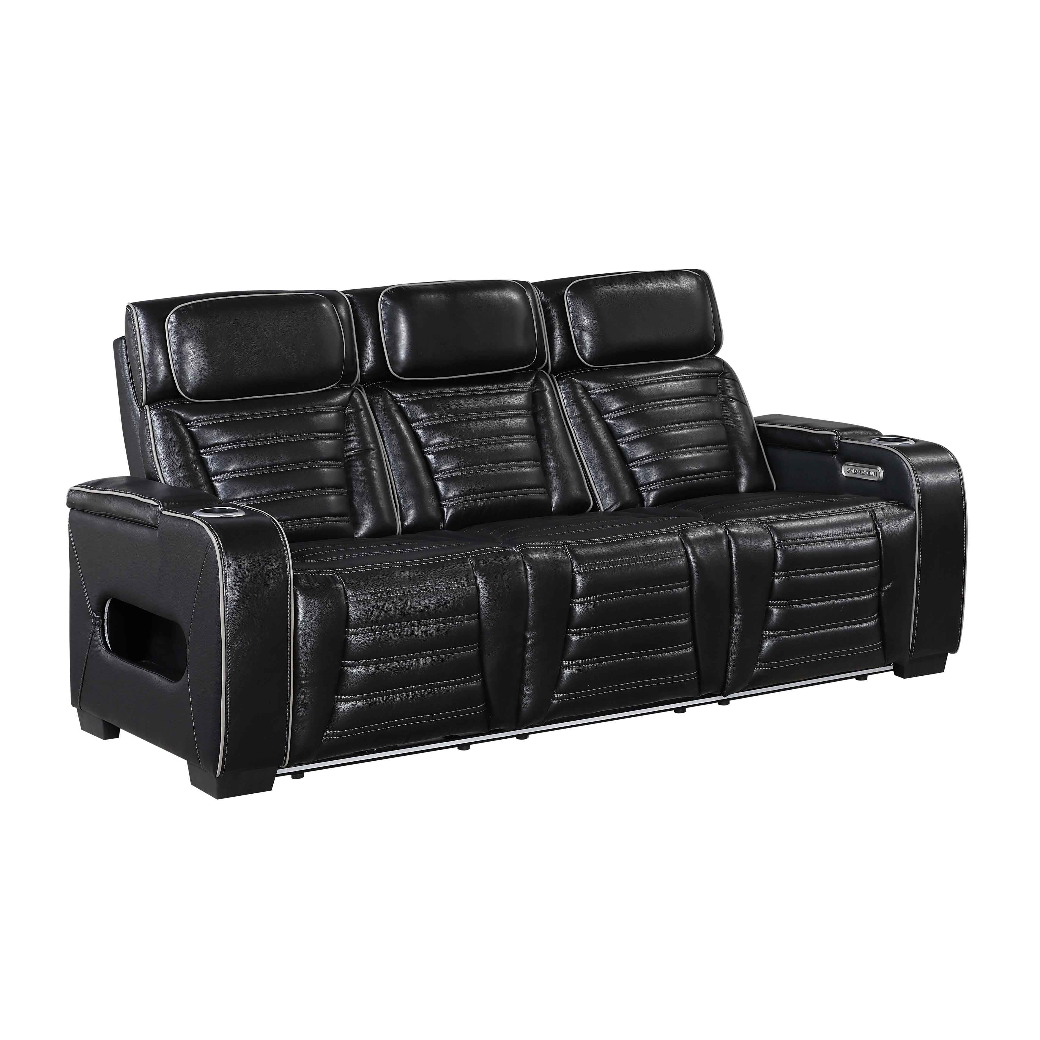 Cyber Black Power Double Reclining Sofa with Center Drop-Down - Image 2