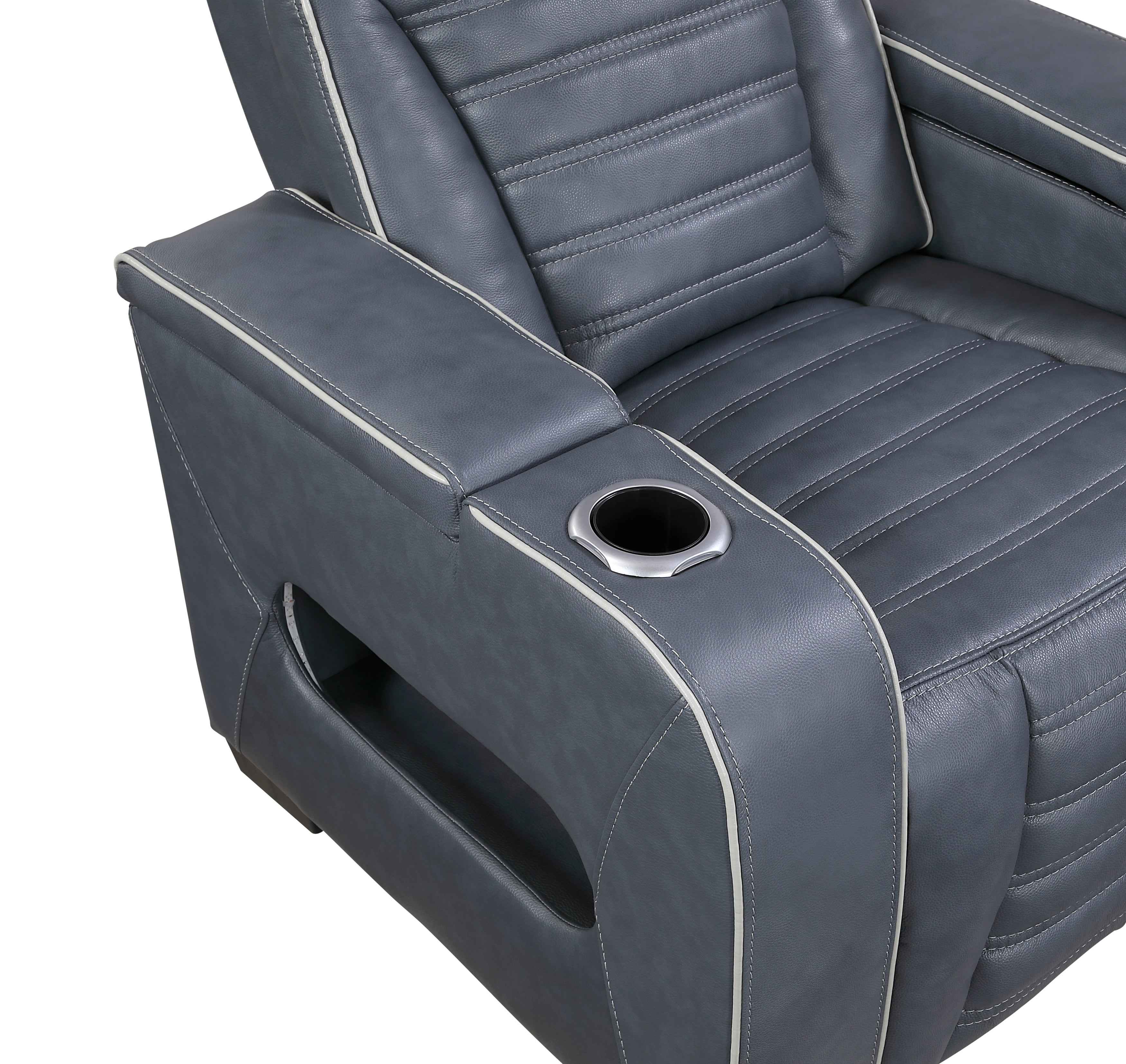 Cyber Blue Power Reclining Chair with Power Headrest - Image 11