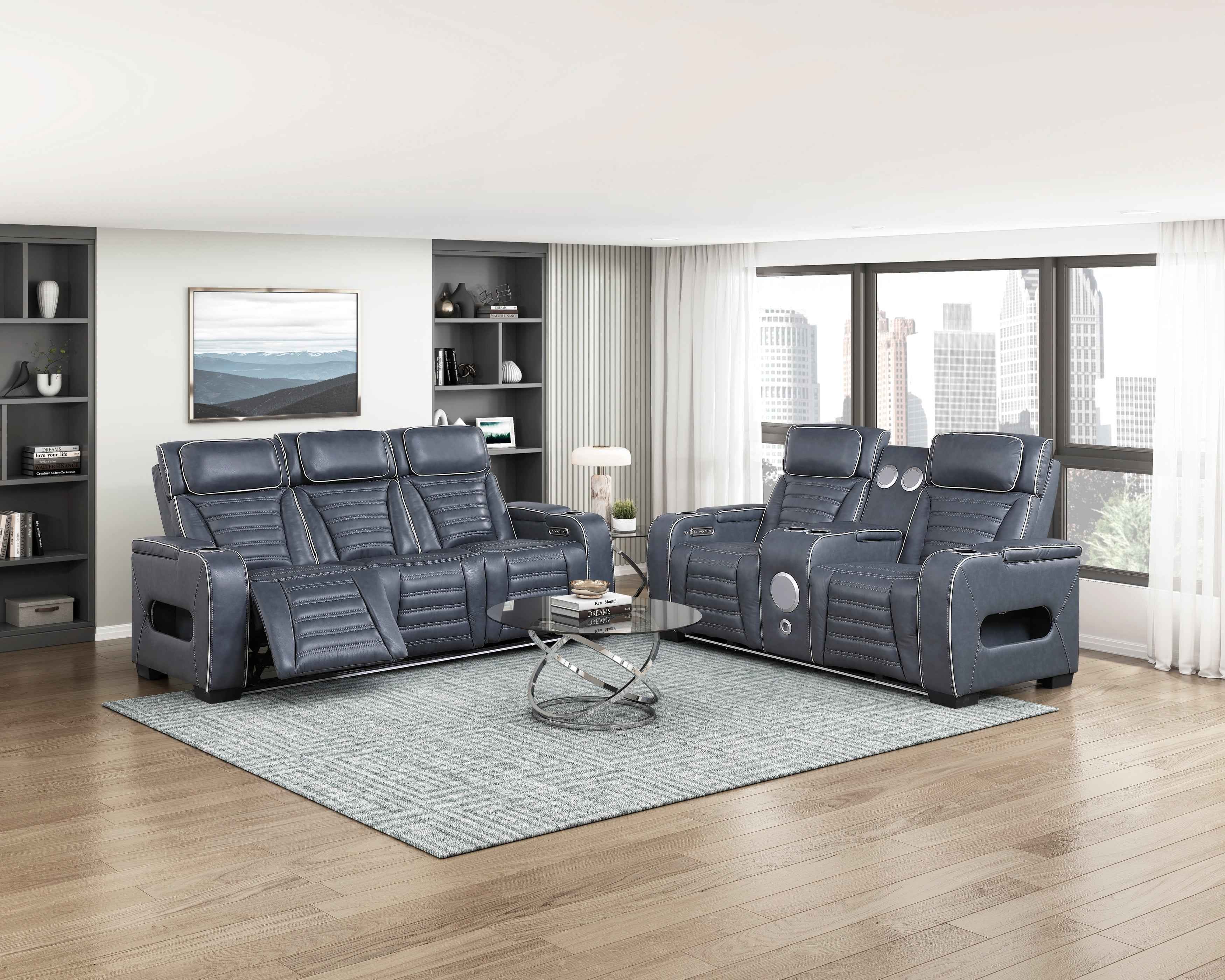 Cyber Blue Power Reclining Living Room Set - Image 2