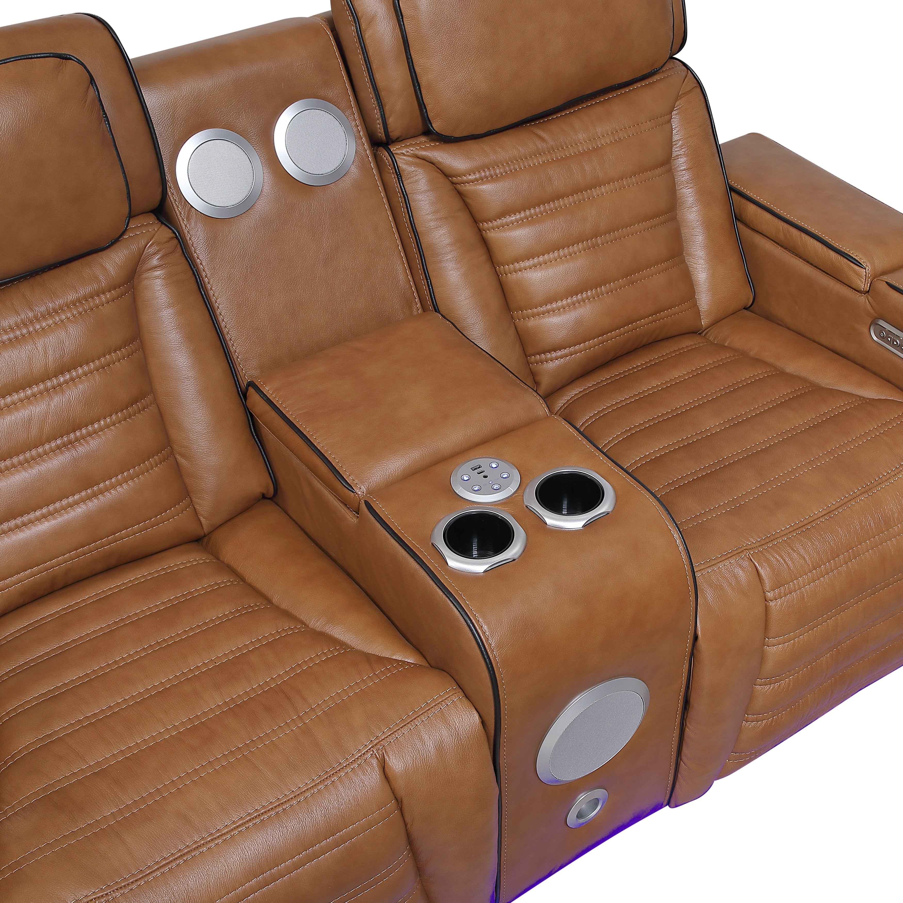Cyber Brown Power Double Reclining Loveseat with Center Console - Image 6