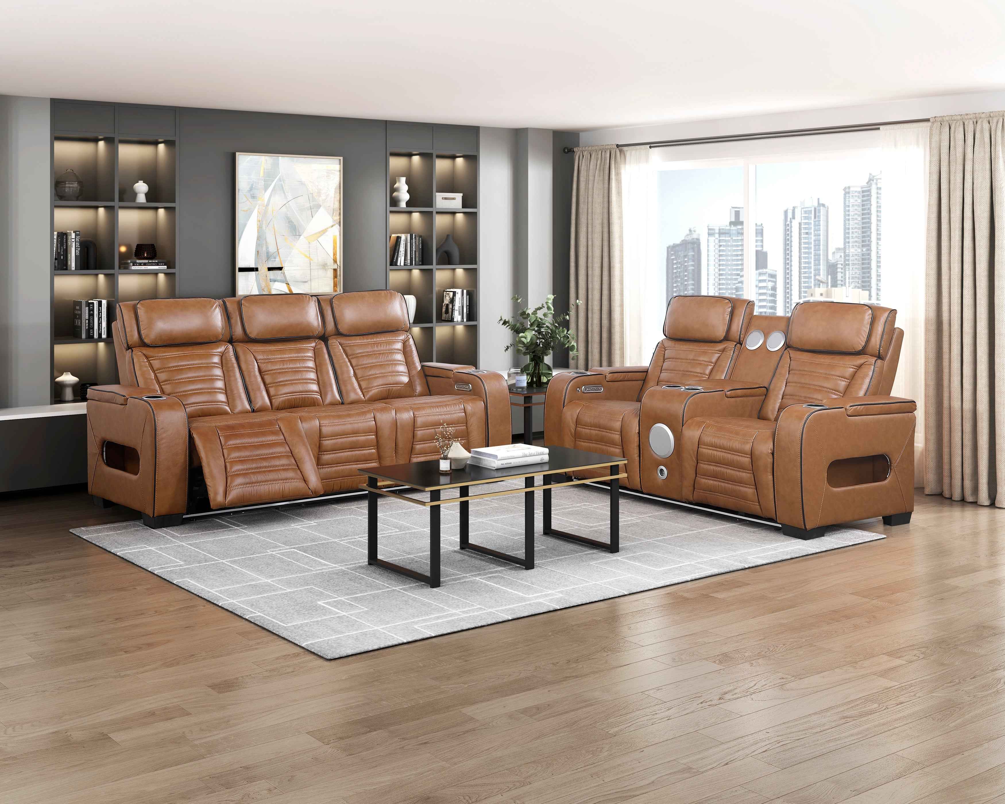 Cyber Brown Power Double Reclining Sofa with Center Console - Image 15