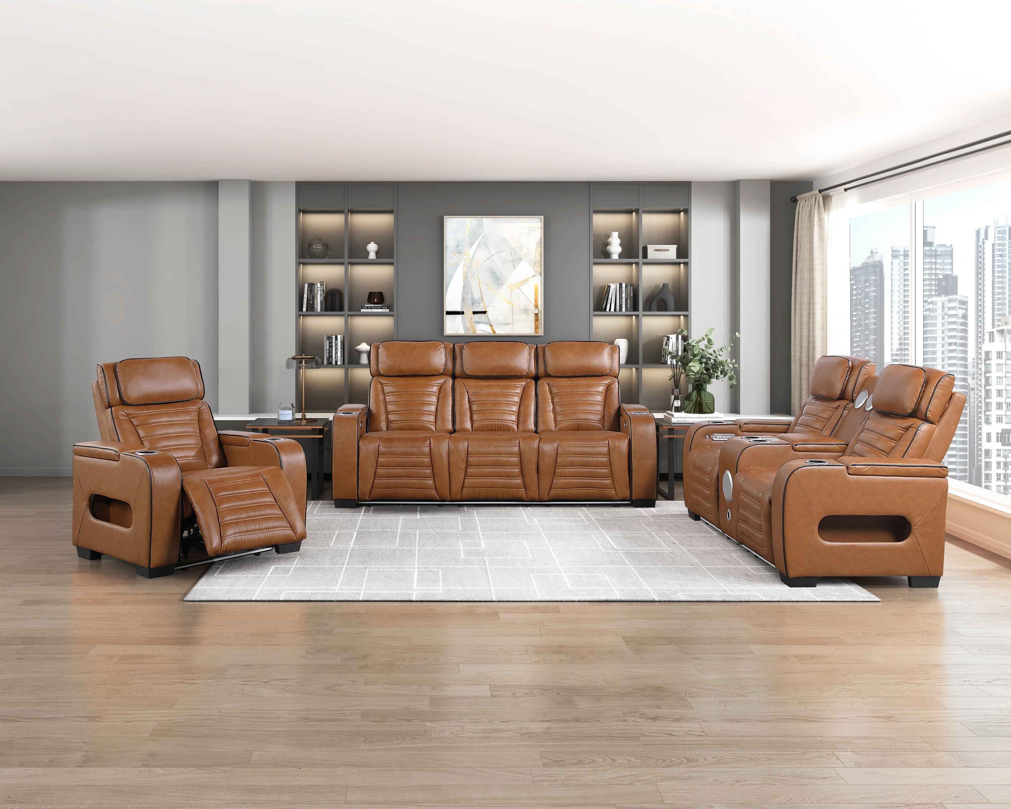 Cyber Brown Power Reclining Living Room Set
