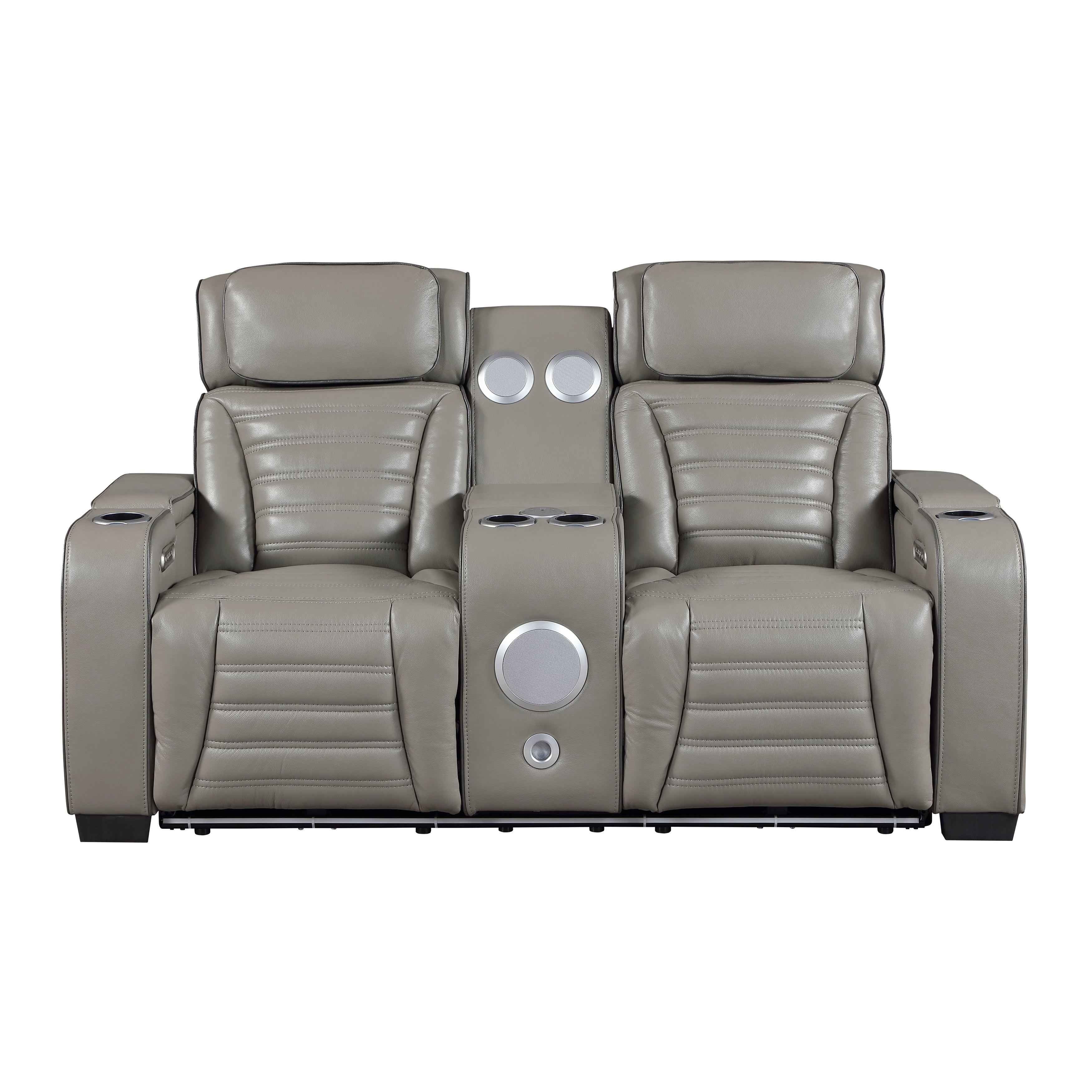 Cyber Gray Power Double Reclining Loveseat with Center Console