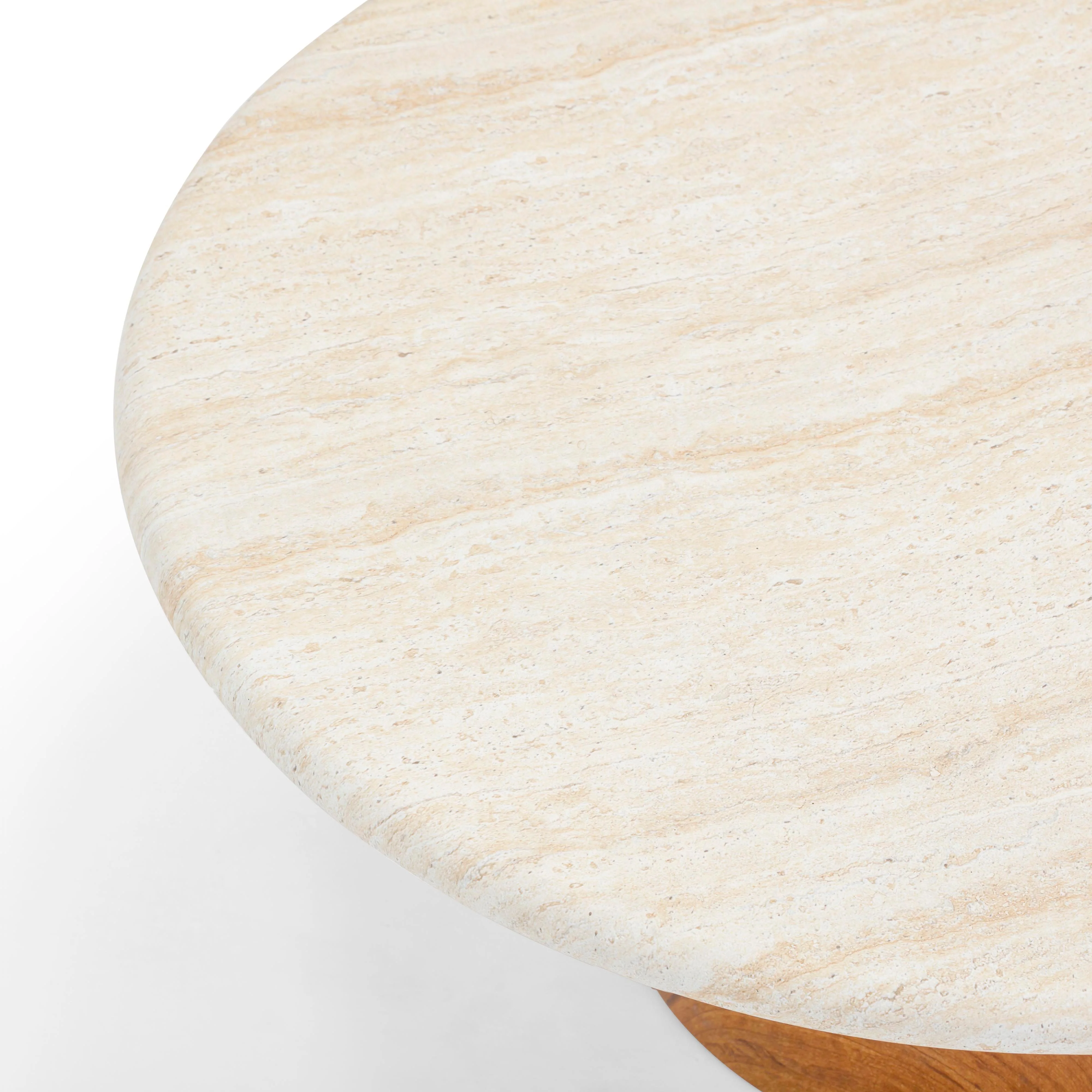 Cynthia 36" Faux Travertine Concrete Indoor/Outdoor Coffee Table - Image 6