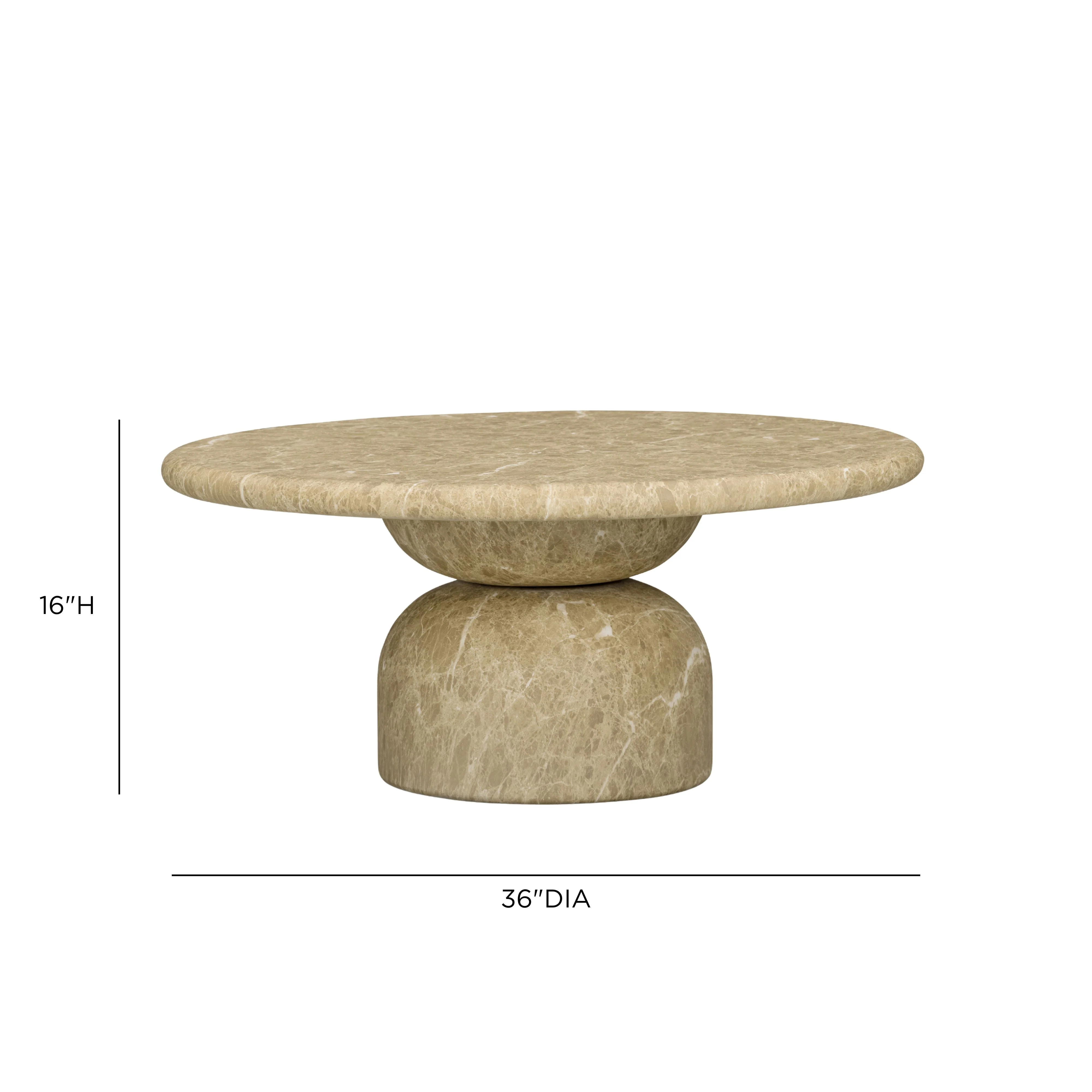 Cynthia 36" Light Emperador Faux Marble Indoor/Outdoor Coffee Table - Image 5