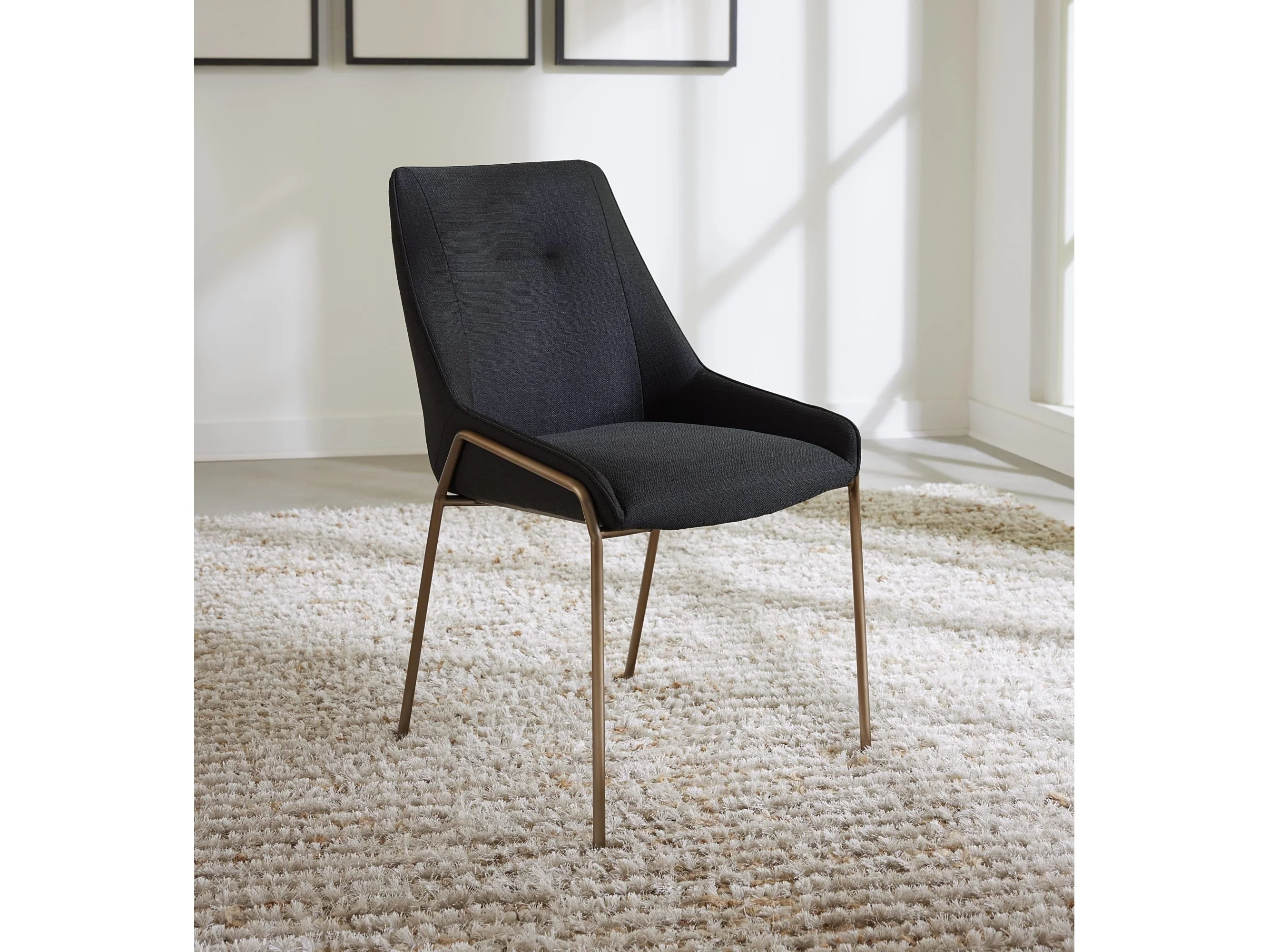 Cyrus Coal/Brushed Bronze Upholstered Dining Chair (Set of 2) - Image 2