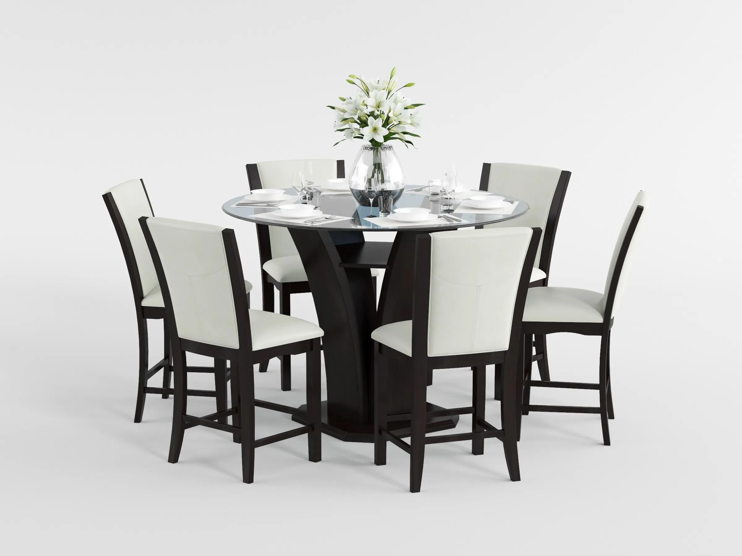Daisy Dark Brown Glass-Top 48" Round Counter Height Table - Image 2