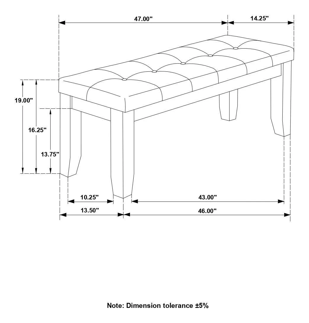 Dalila Gray/Dark Gray Padded Cushion Bench - Image 9
