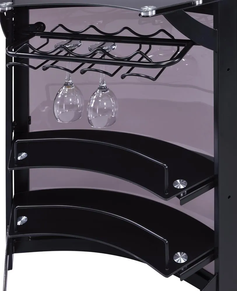 Dallas Smoked/Black 3-Bottle Wine Rack Bar Unit - Image 3