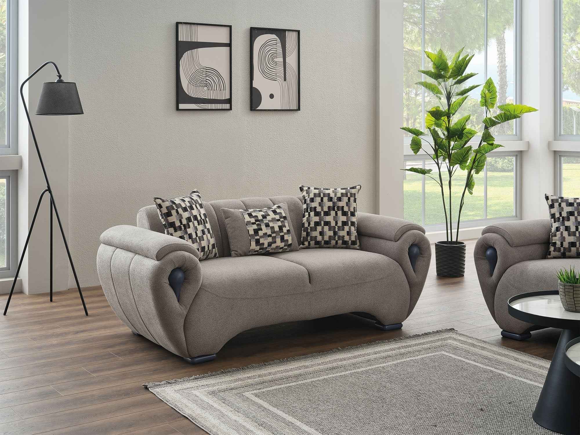 Damla Cream Stationary Loveseat - Image 3