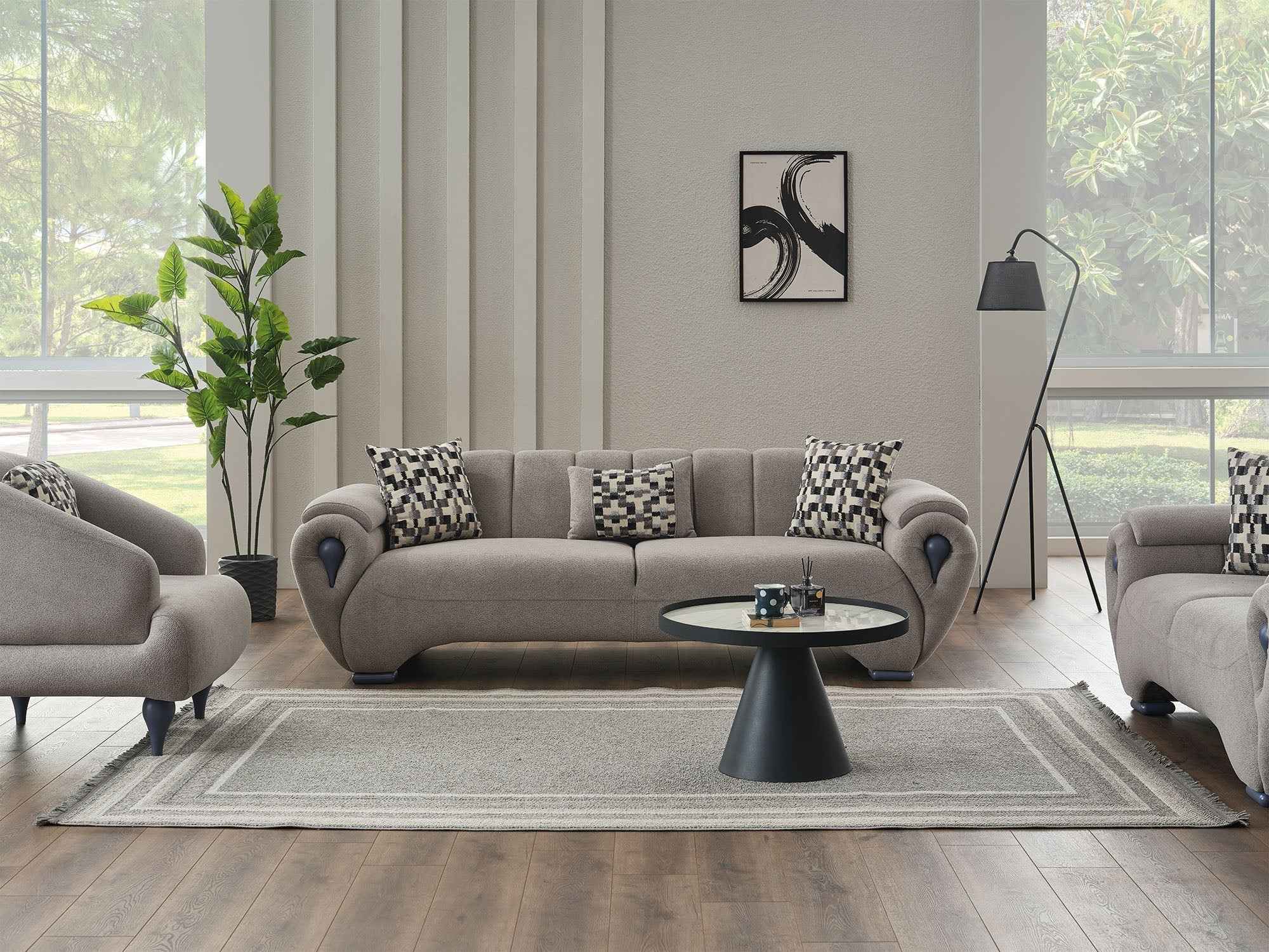 Damla Cream Stationary Sofa - Image 3