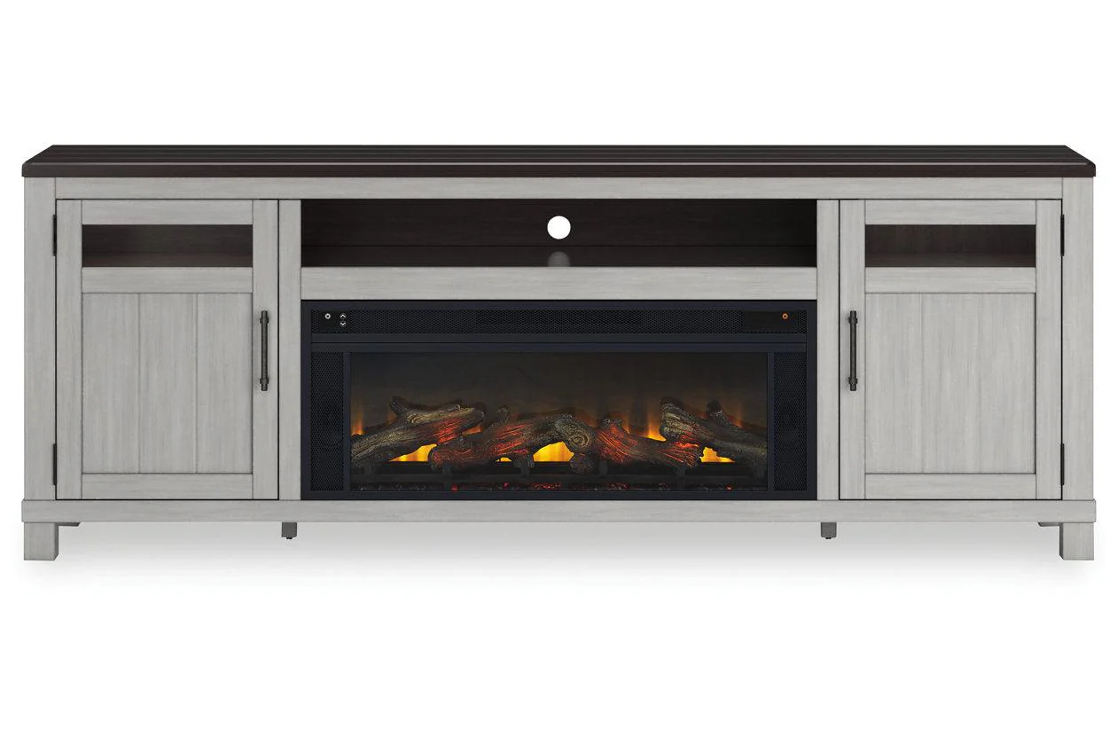 Darborn Gray/Brown 88" TV Stand with Electric Fireplace - Image 2