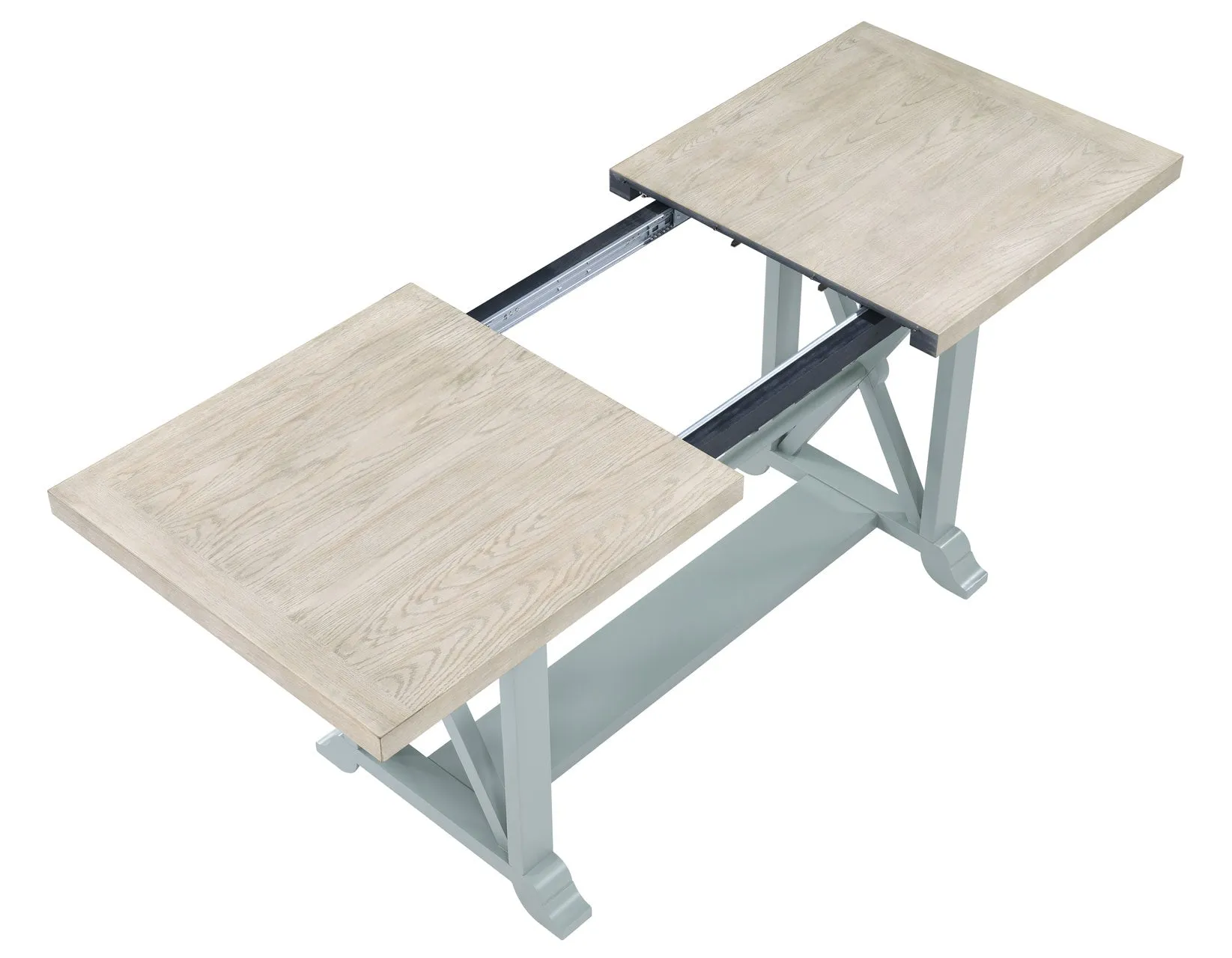 Darcy 64-82″Counter Table with 18-inch leaf, Mint Green and Natural Finish - Image 12