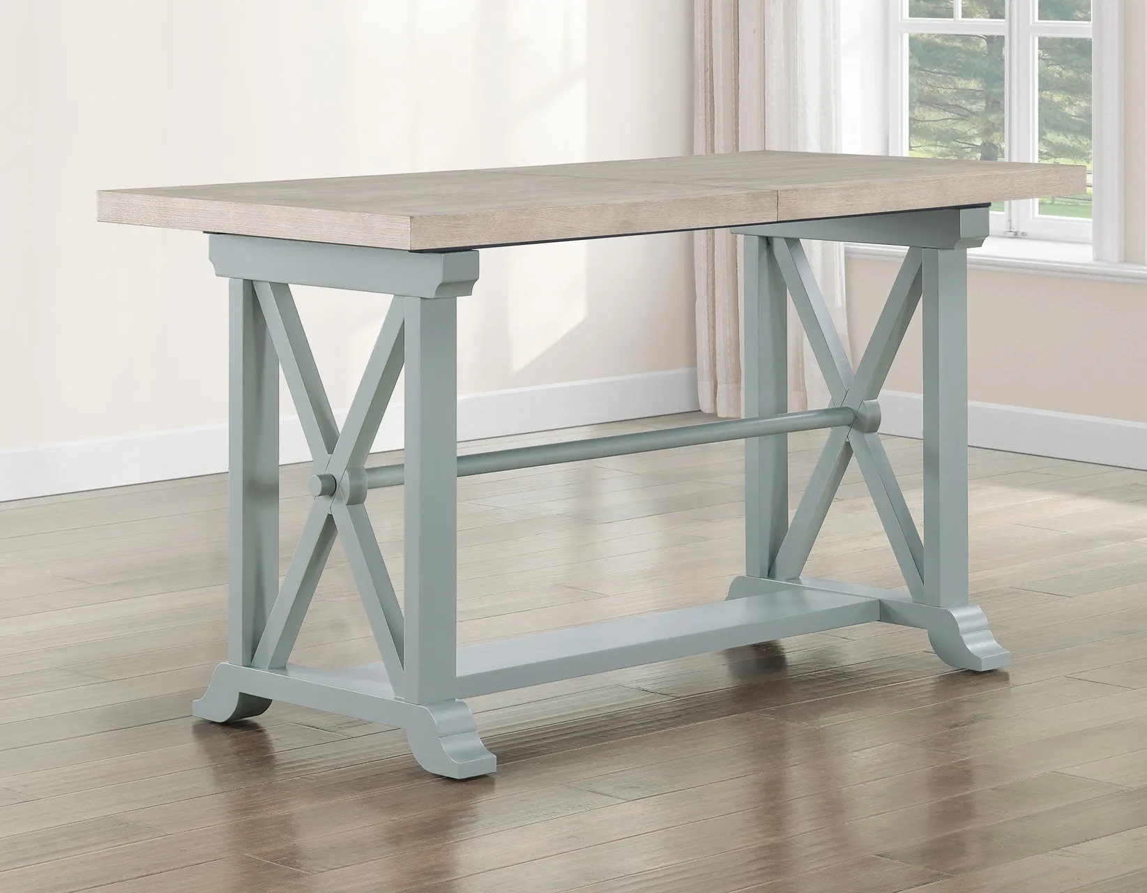 Darcy Mint Green/Natural Counter Height Dining Set with 18-inch Leaf - Image 4