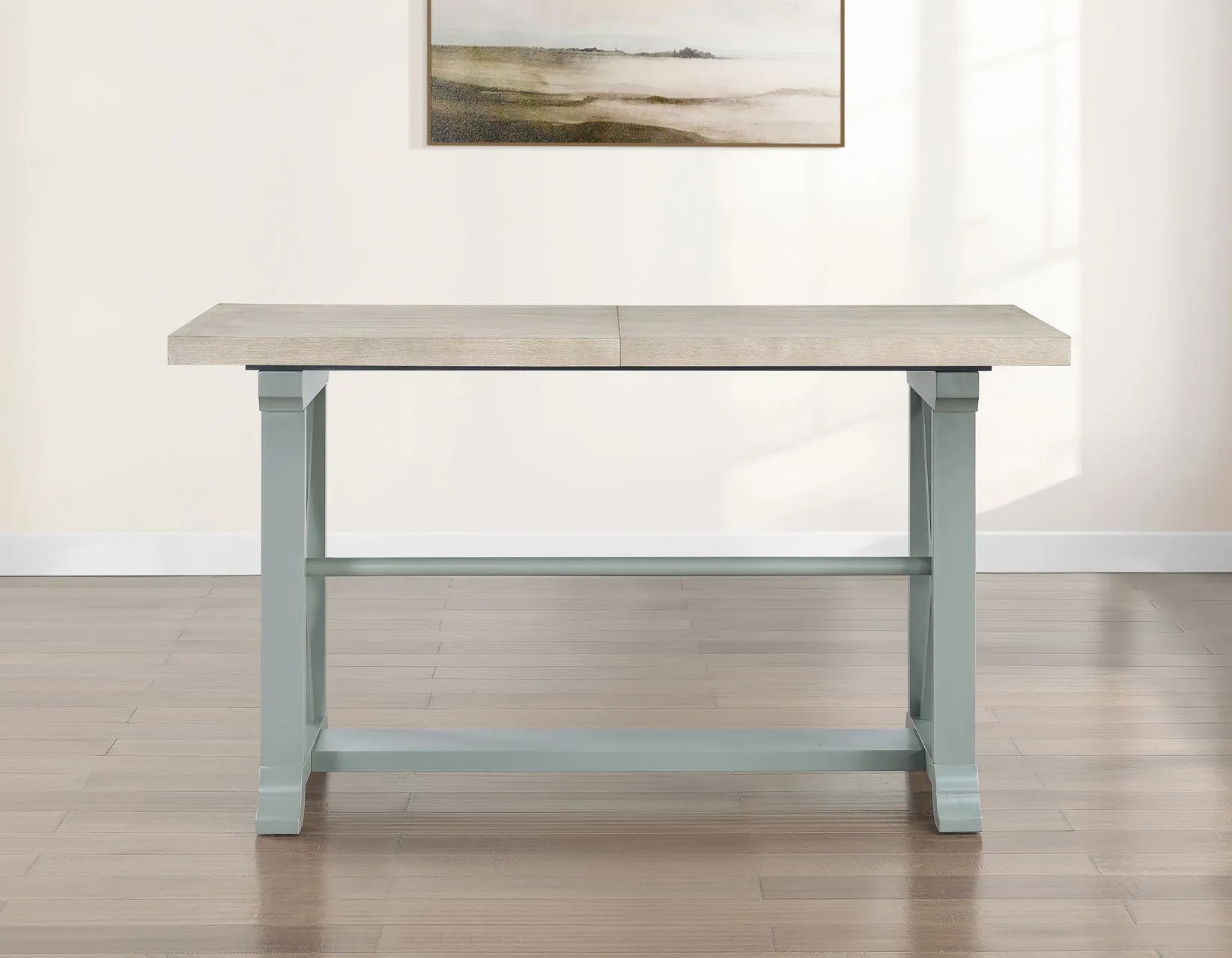Darcy Mint Green/Natural Counter Height Dining Set with 18-inch Leaf - Image 6