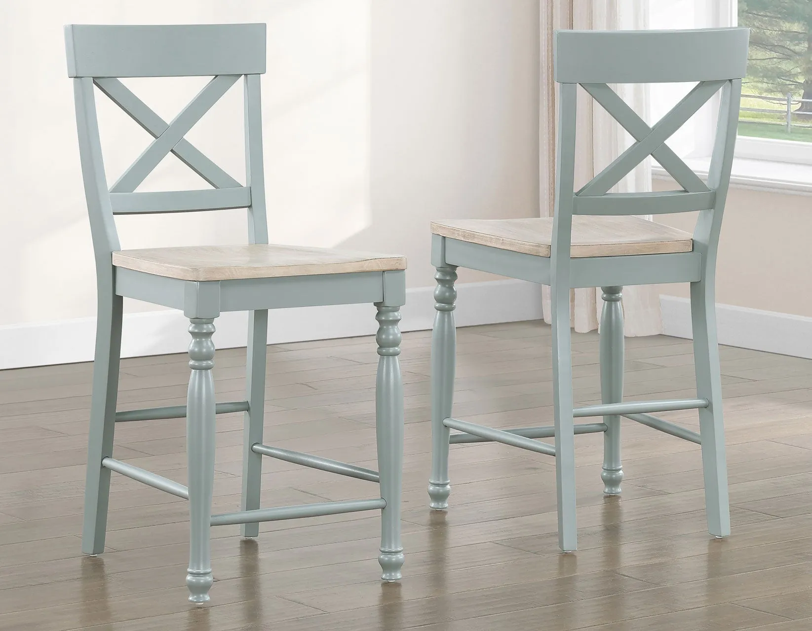 Darcy Mint Green/Natural Counter Height Dining Set with 18-inch Leaf - Image 7