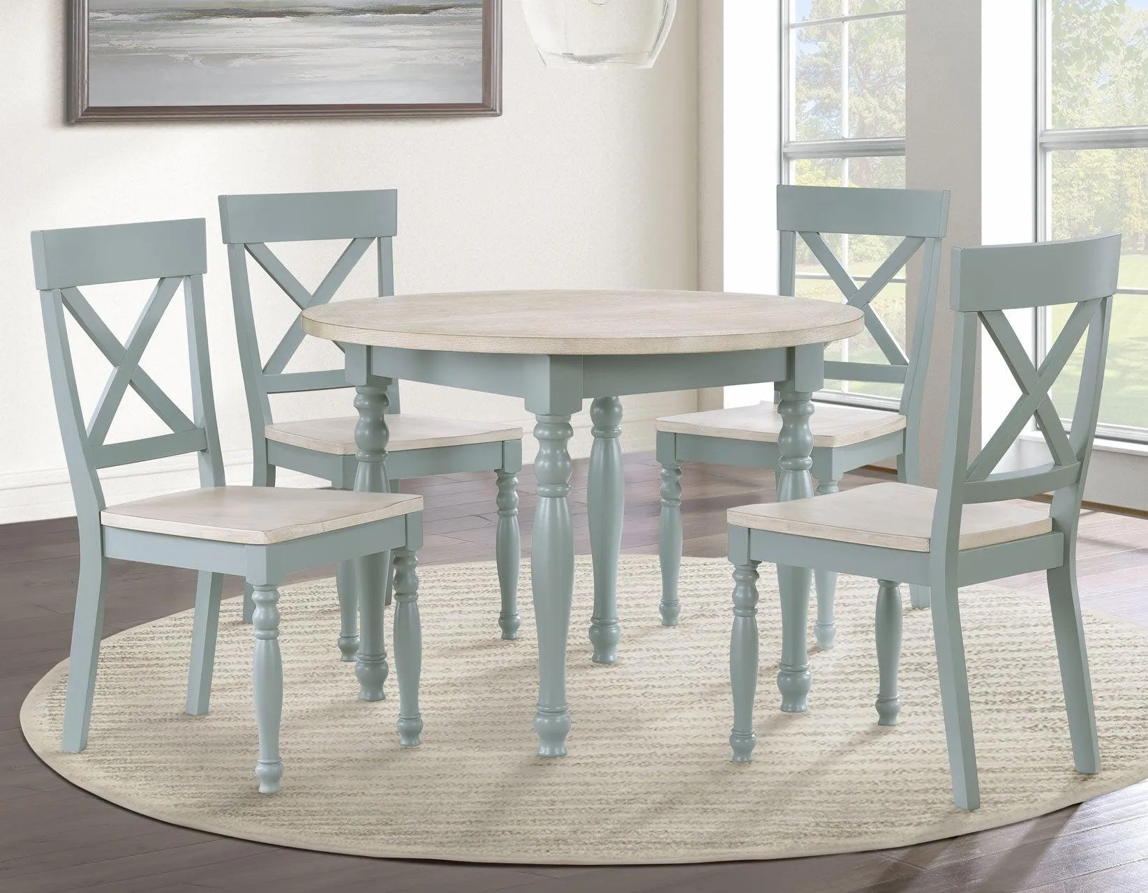 Darcy Solid Wood Side Chair, Mint Green and Natural Finish - Image 9