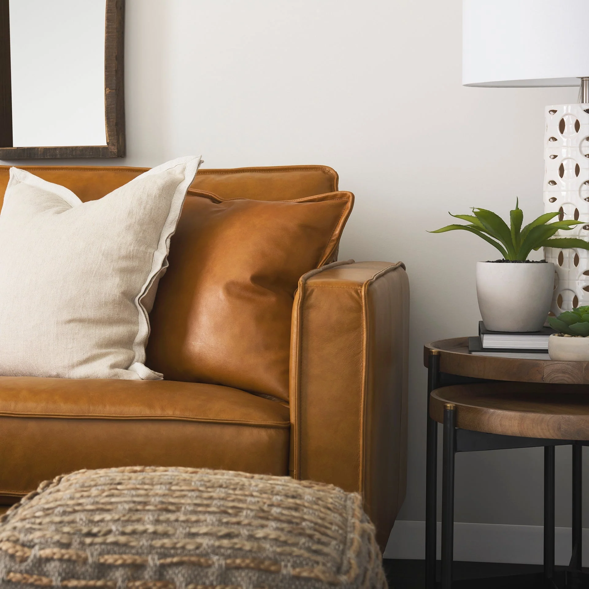 D'Arcy Tan Leather Sofa - Image 12