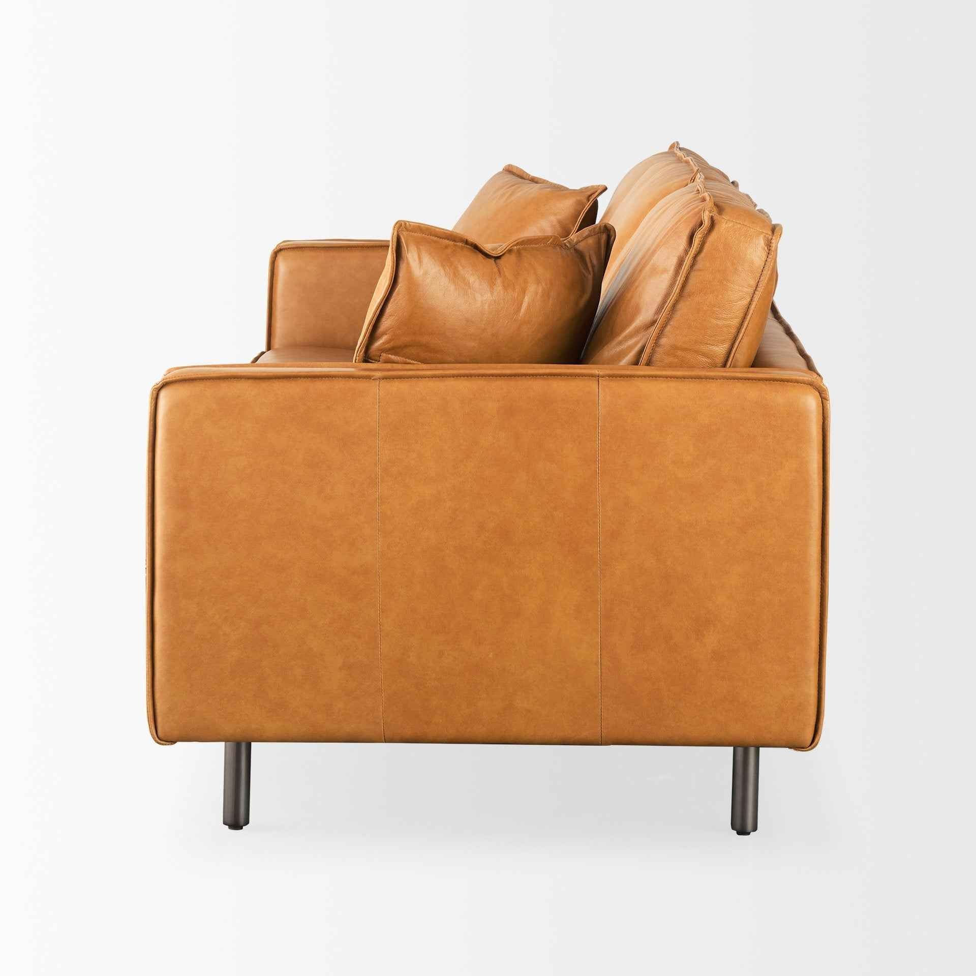D'Arcy Tan Leather Sofa - Image 3