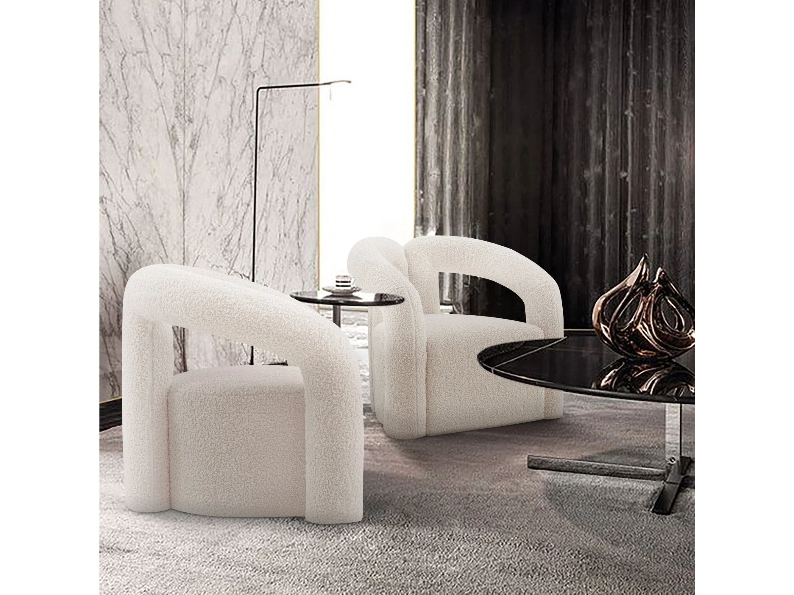 Darian Accent Chair in Cream (set of 2)