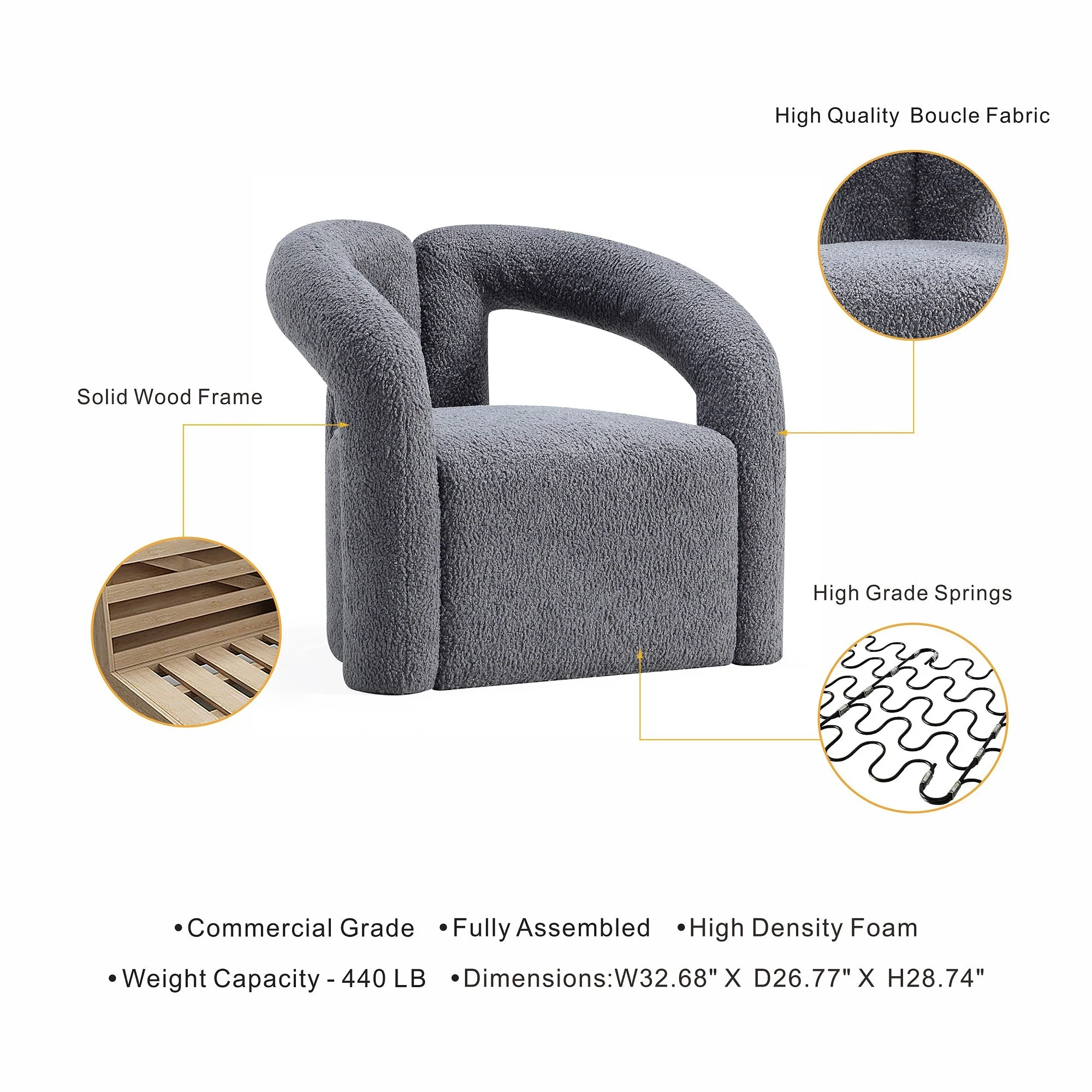 Darian Accent Chair in Grey (set of 2) - Image 3