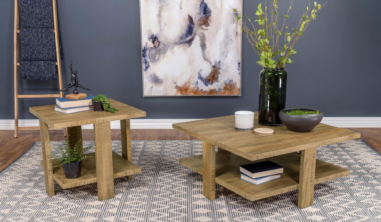 Dawn Square Engineered Wood Coffee Table With Shelf Mango - Image 6