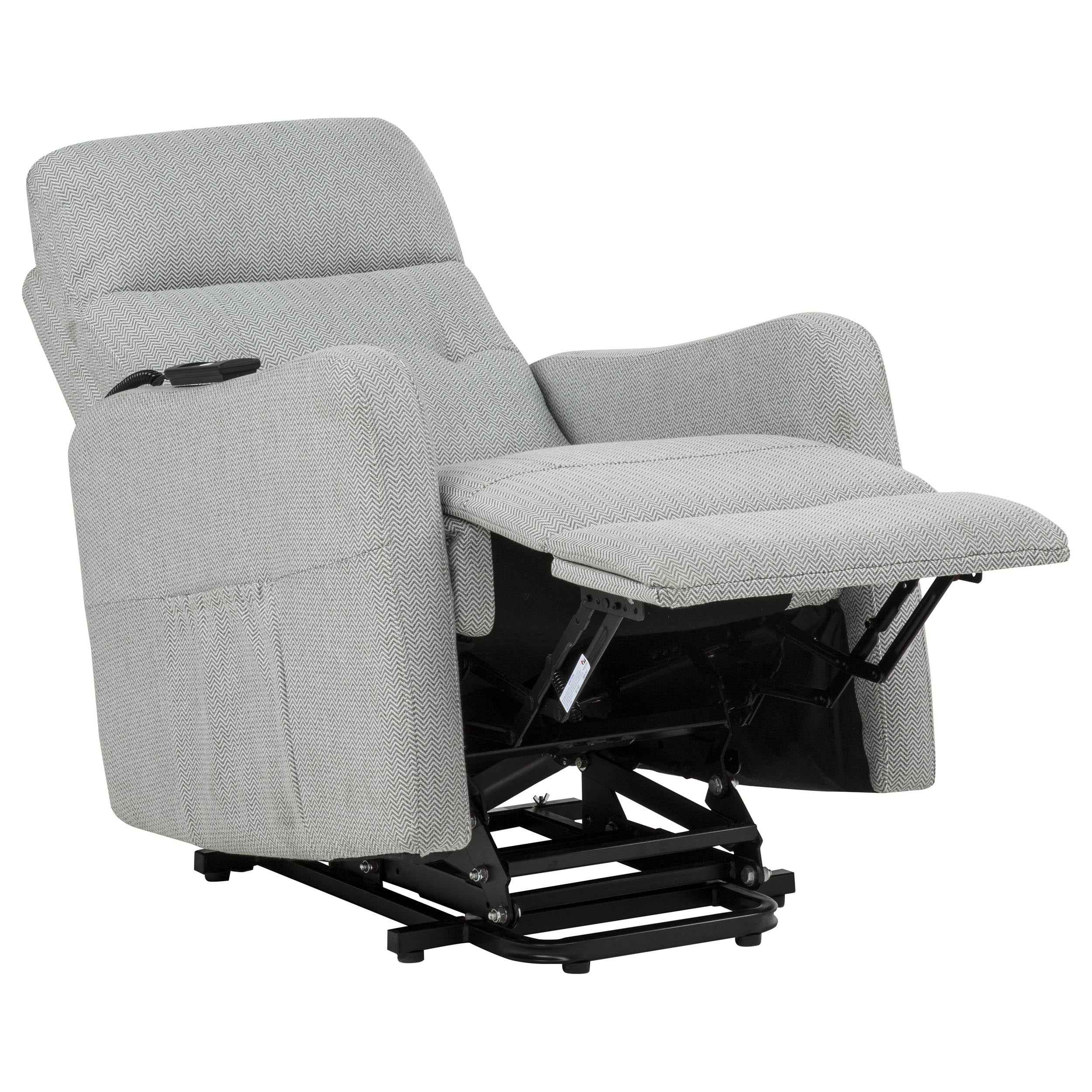 Dayes Light Grey Upholstered Power Lift Recliner Chair - Image 6