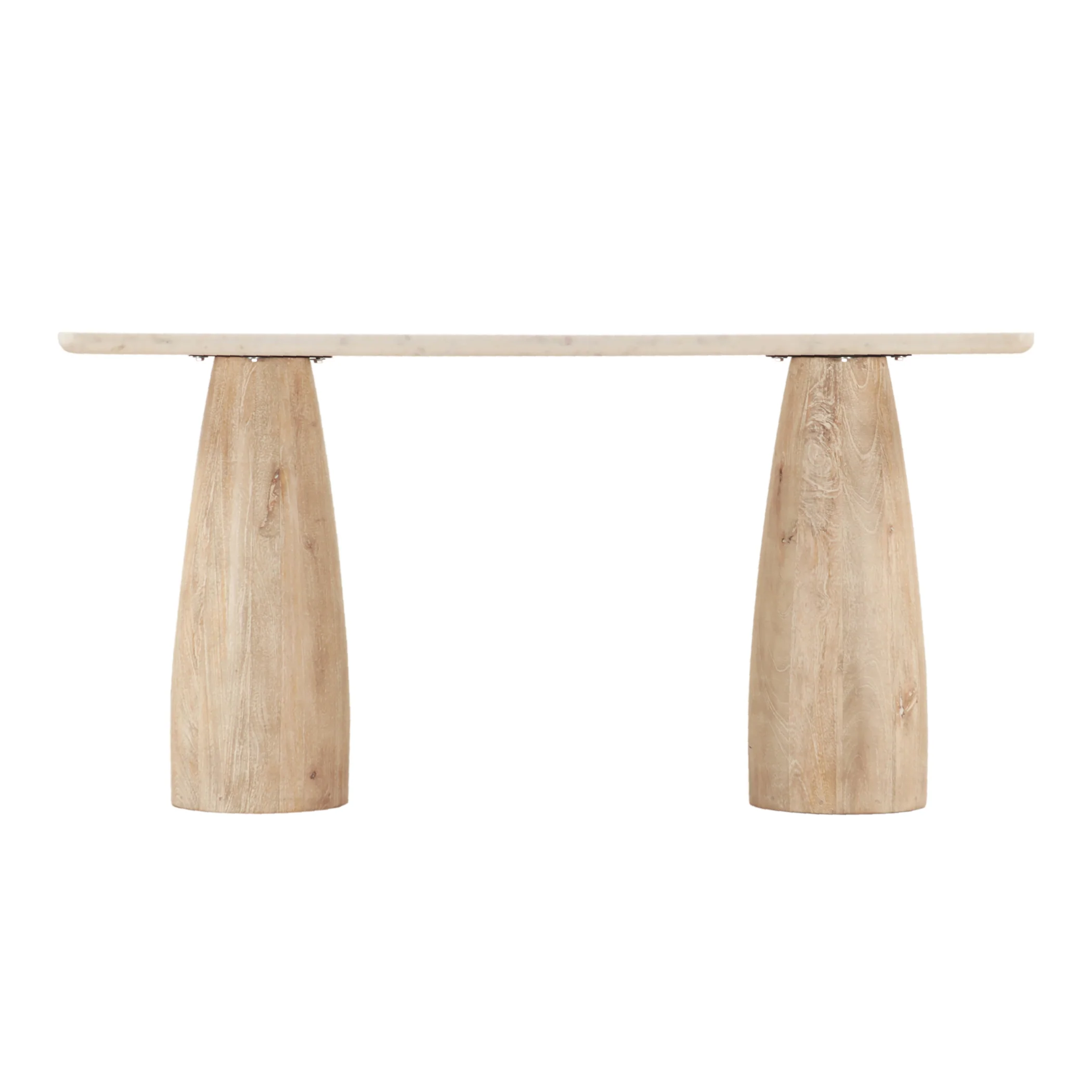 Palm Springs 60" Console Table with White Marble and Whitewash Modern Base - Image 2