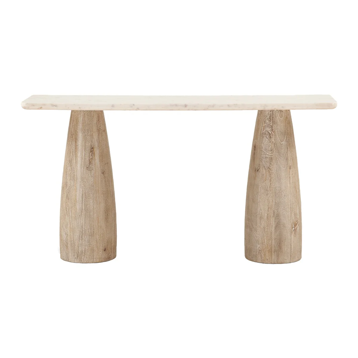 Palm Springs 60" Console Table with White Marble and Whitewash Modern Base - Image 8