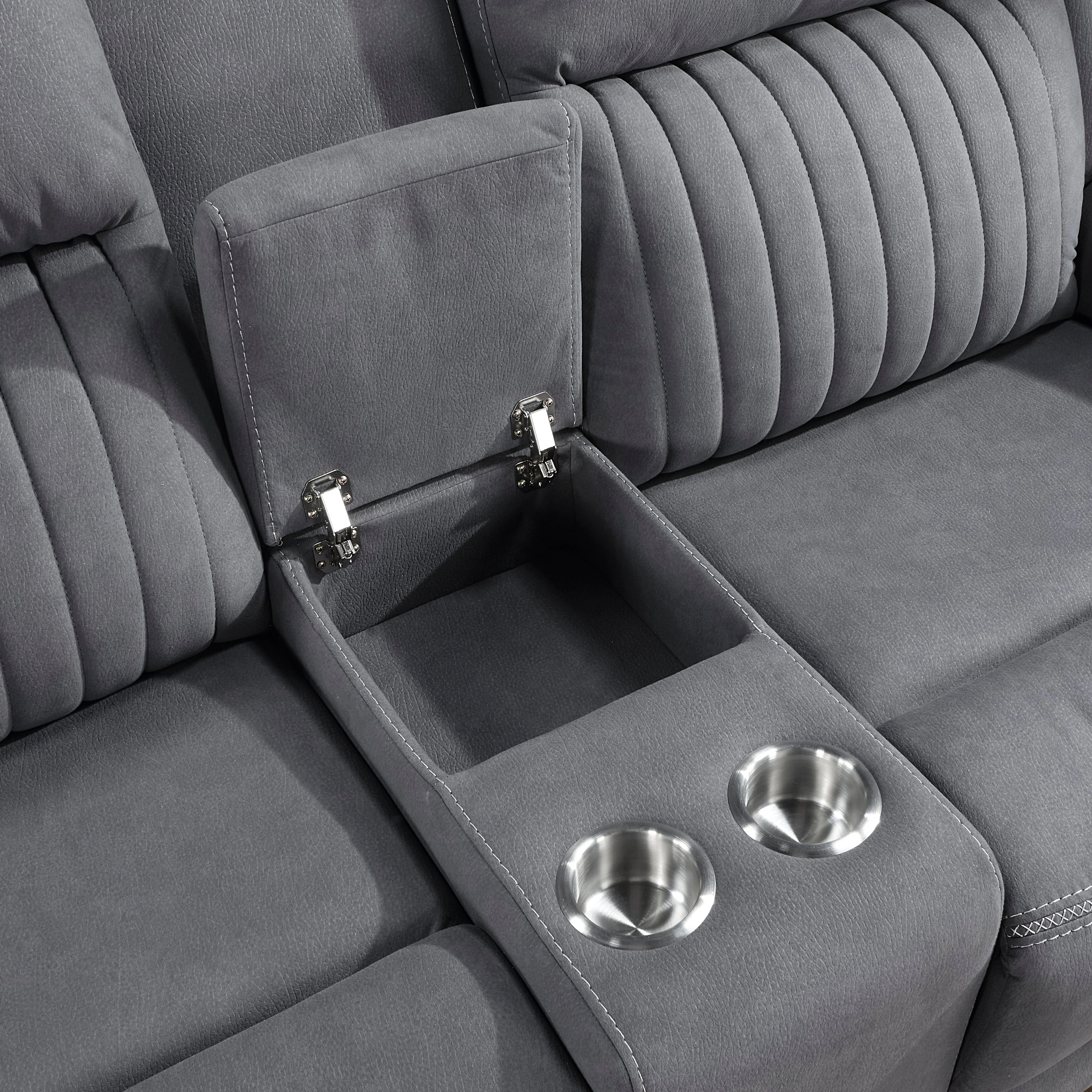 Dean Gray Double Reclining Loveseat with Center Console - Image 6