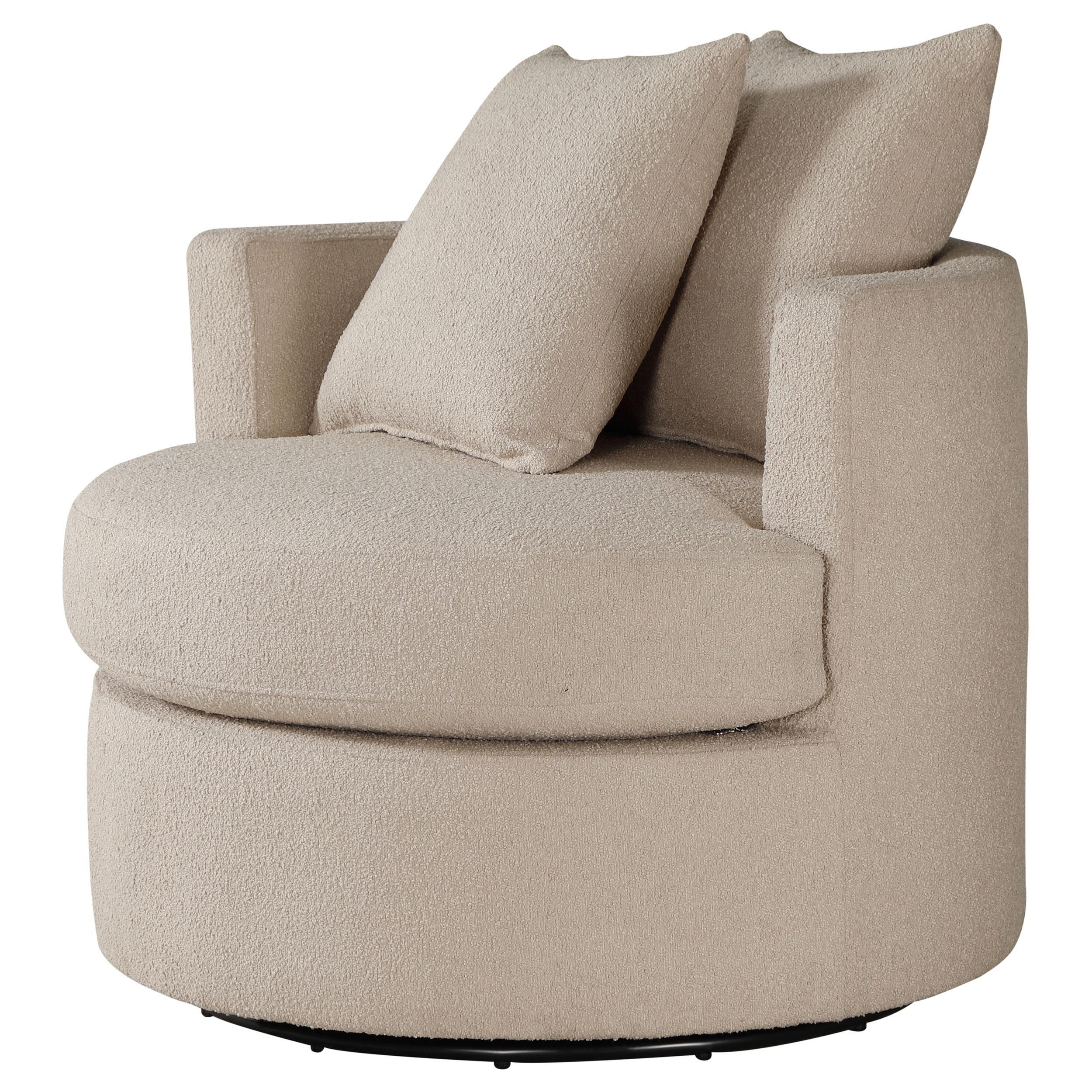 Debbie Camel Upholstered Swivel Accent Chair - Image 4