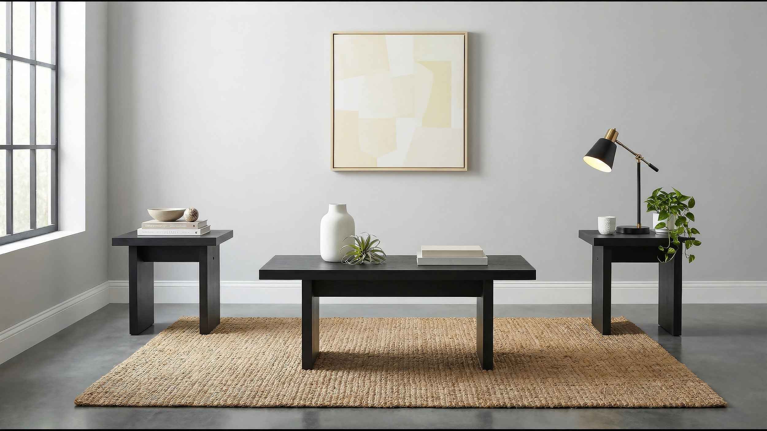 Decker Black 3-Piece Coffee and End Table Set