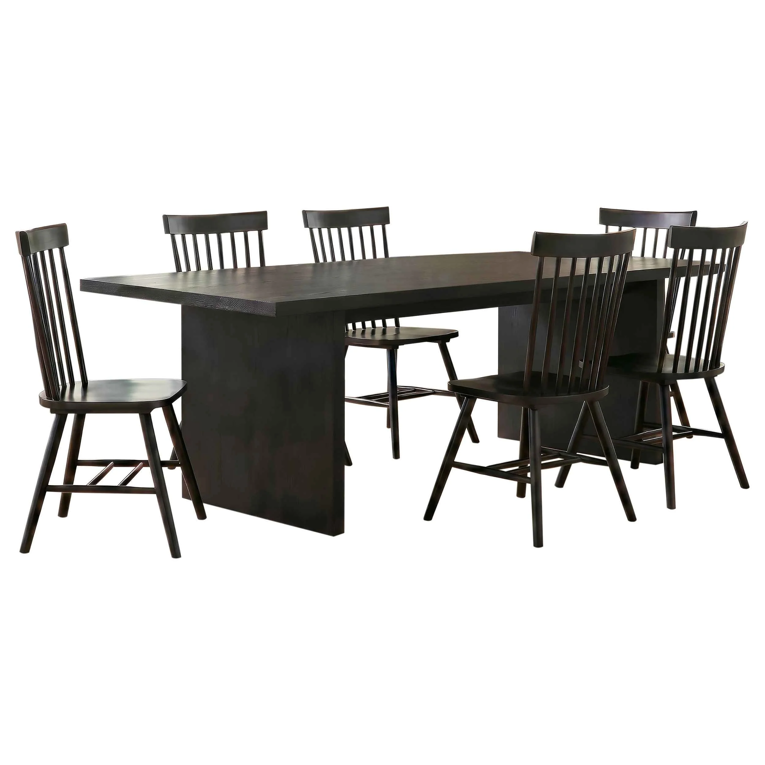 Decker Black 7-Piece 82-inch Rectangular Dining Set - Image 2