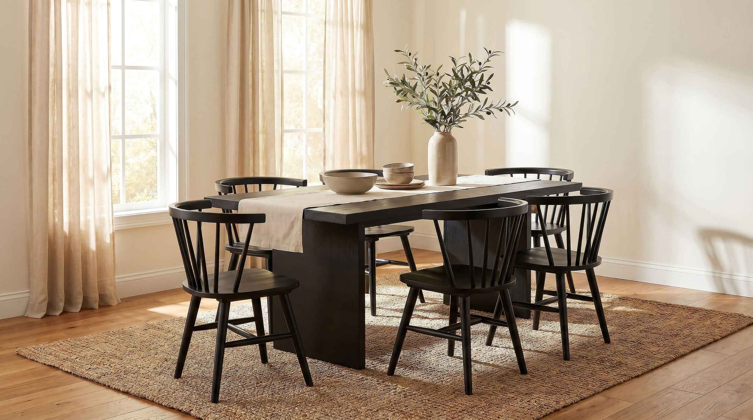 Decker Black 7-Piece 82-inch Rectangular Dining Set