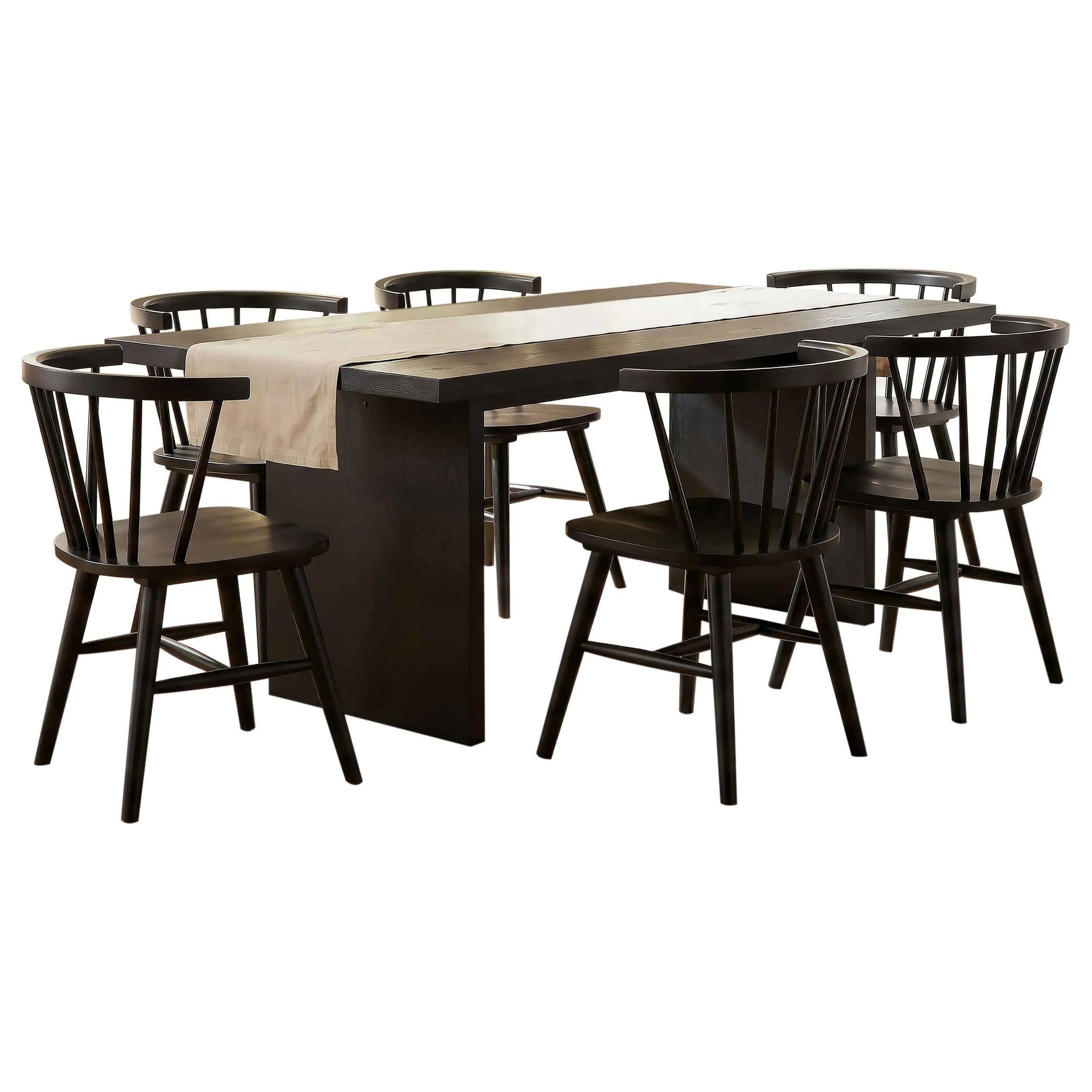 Decker Black 7-Piece 82-inch Rectangular Dining Set - Image 2
