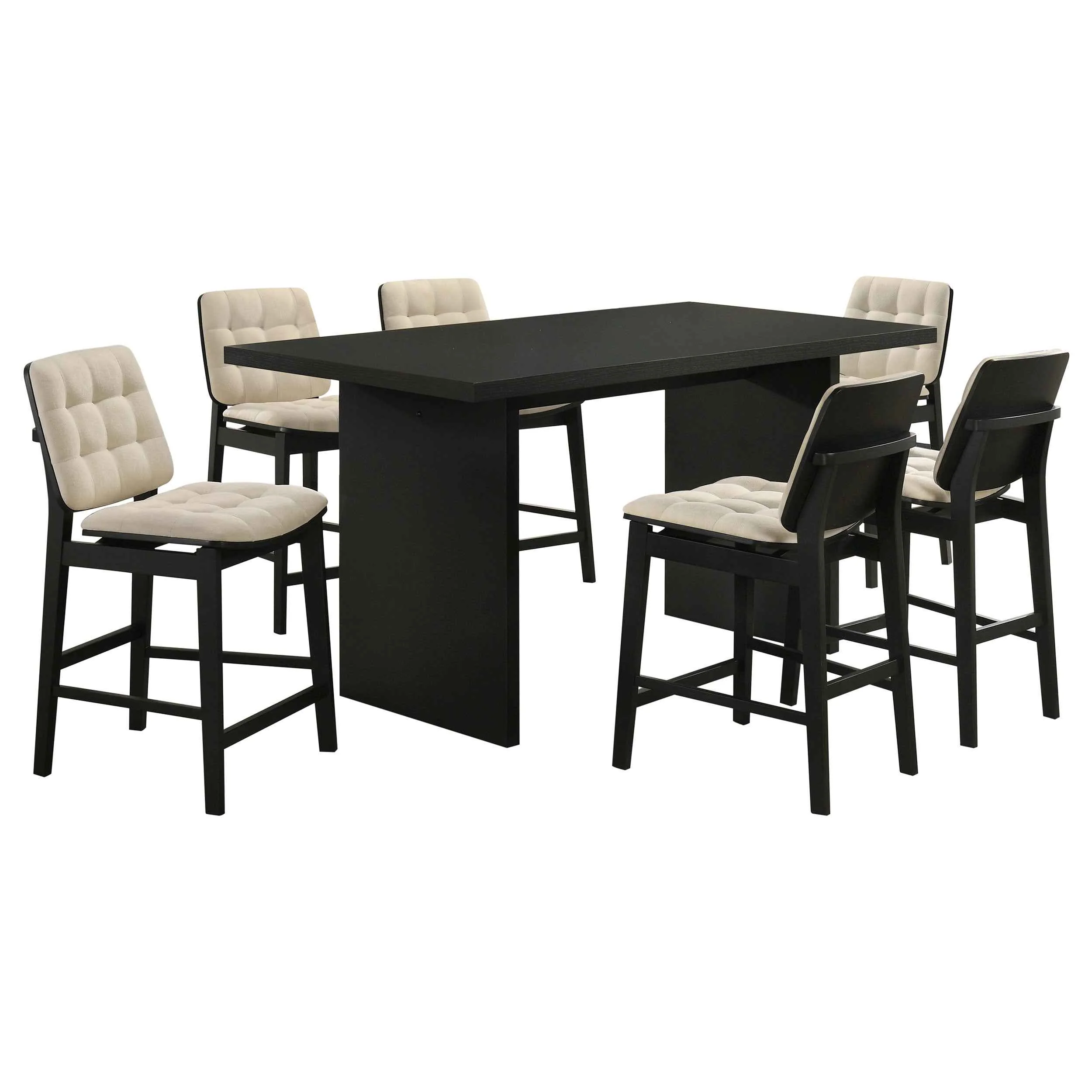 Decker Cream/Black 7-piece 70-inch Rectangular Counter Height Dining Set - Image 2