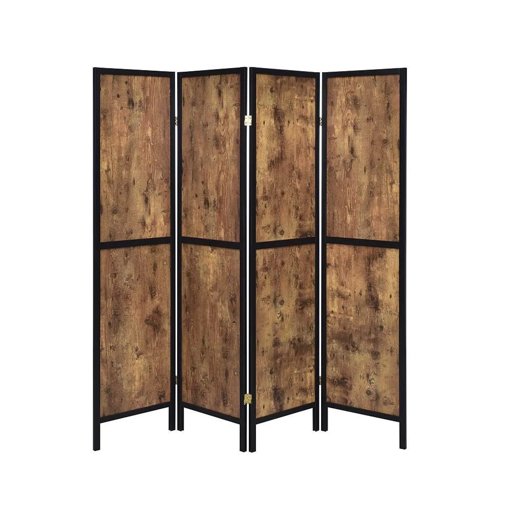 Deepika Antique Nutmeg/Black 4-Panel Folding Screen - Image 5
