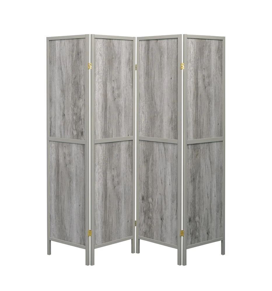 Deepika Gray Driftwood 4-Panel Folding Screen - Image 3