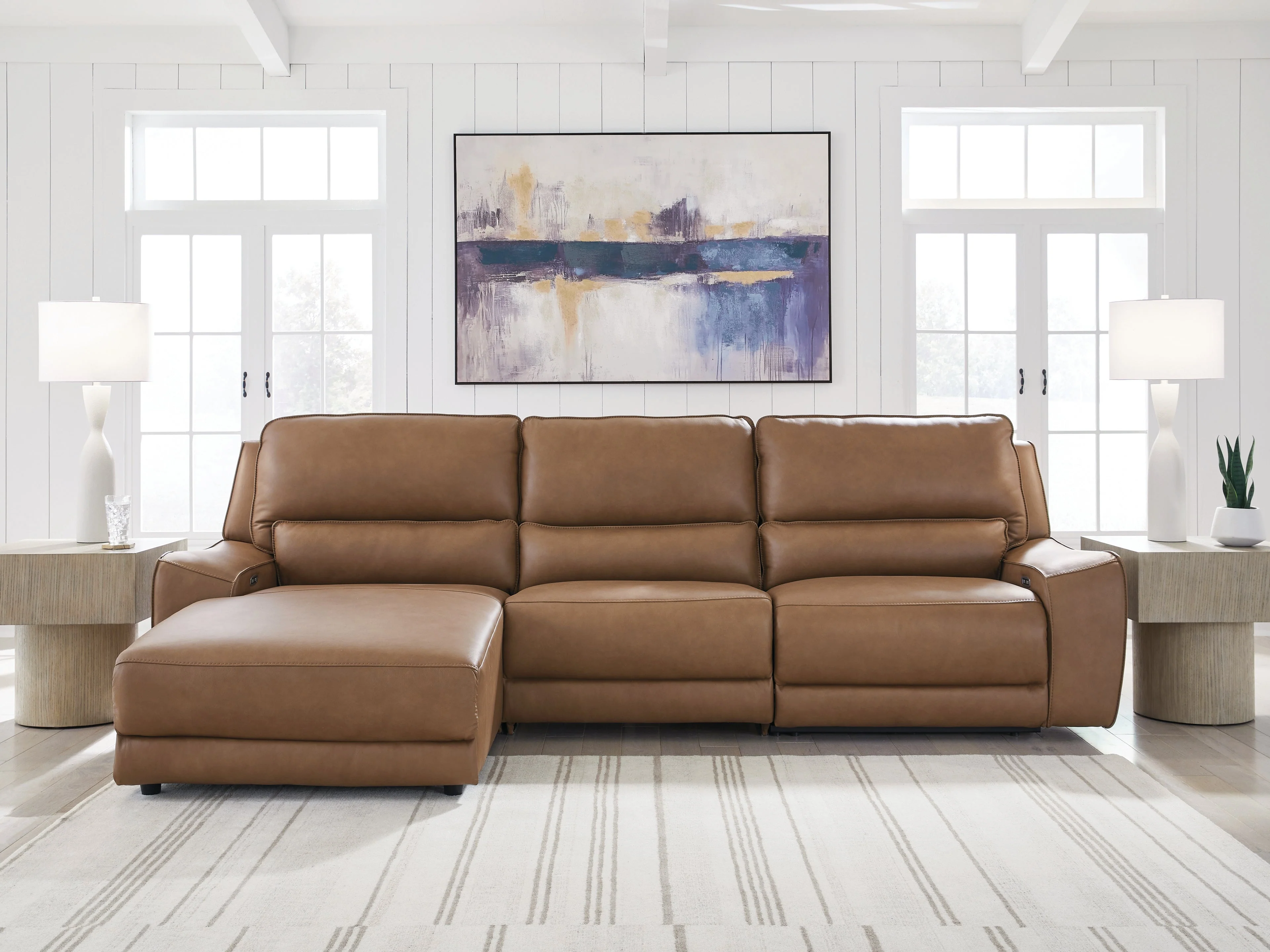 Deepwakes Caramel 3-Piece Reclining LAF Sofa Chaise