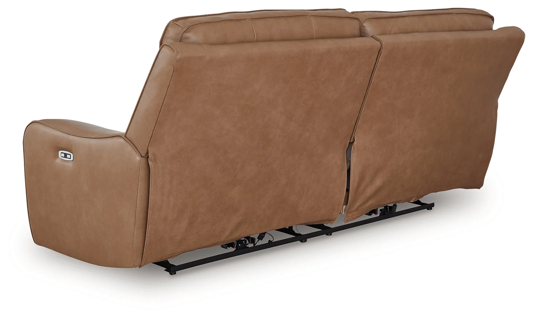 DeepWakes Caramel Dual Power Leather Reclining Sofa - Image 5