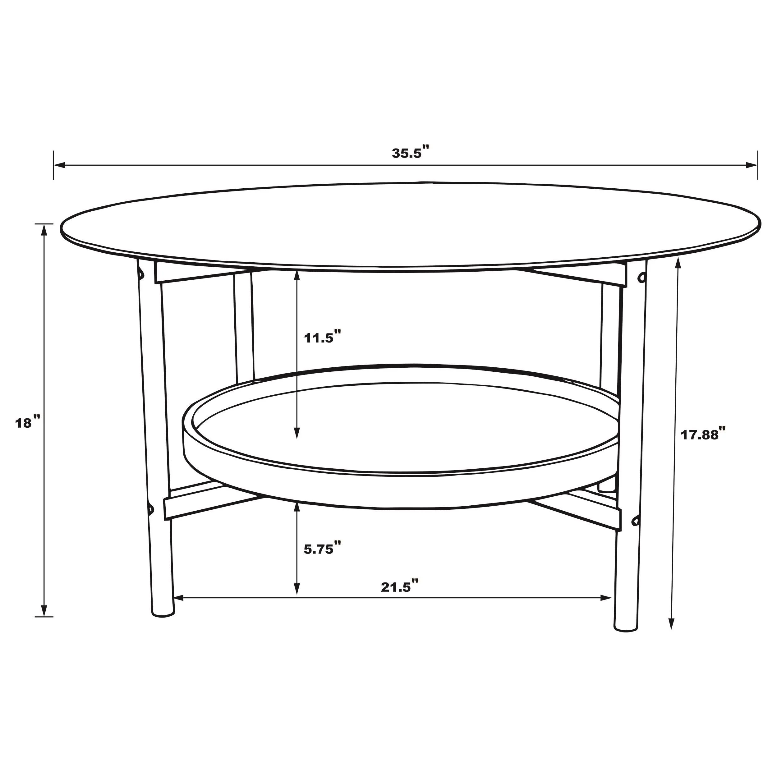 Delfin Brown 3-Piece Round Coffee and End Table Set - Image 12