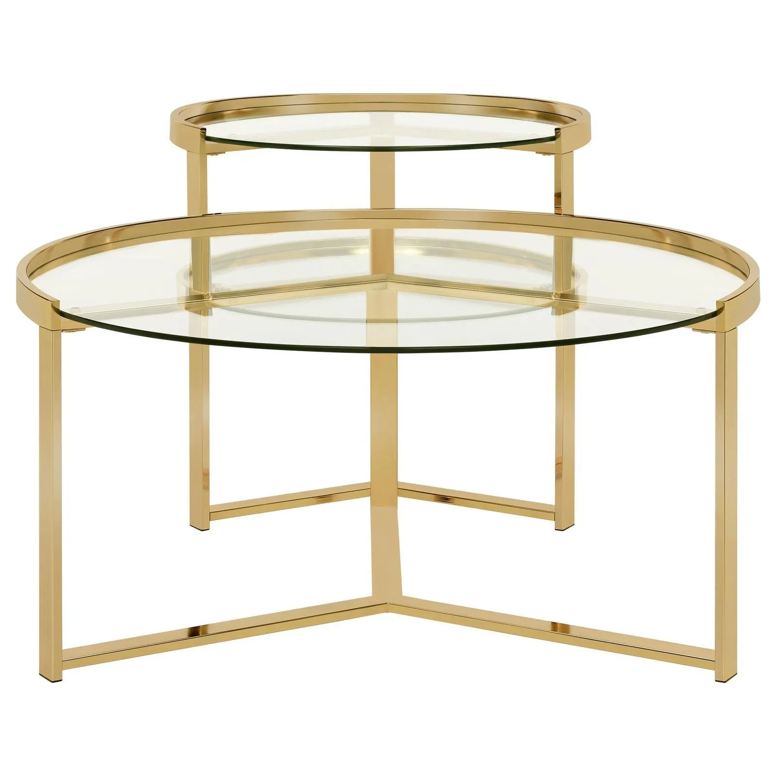 Delia Clear and Gold 2-Piece Round Nesting Table - Image 2