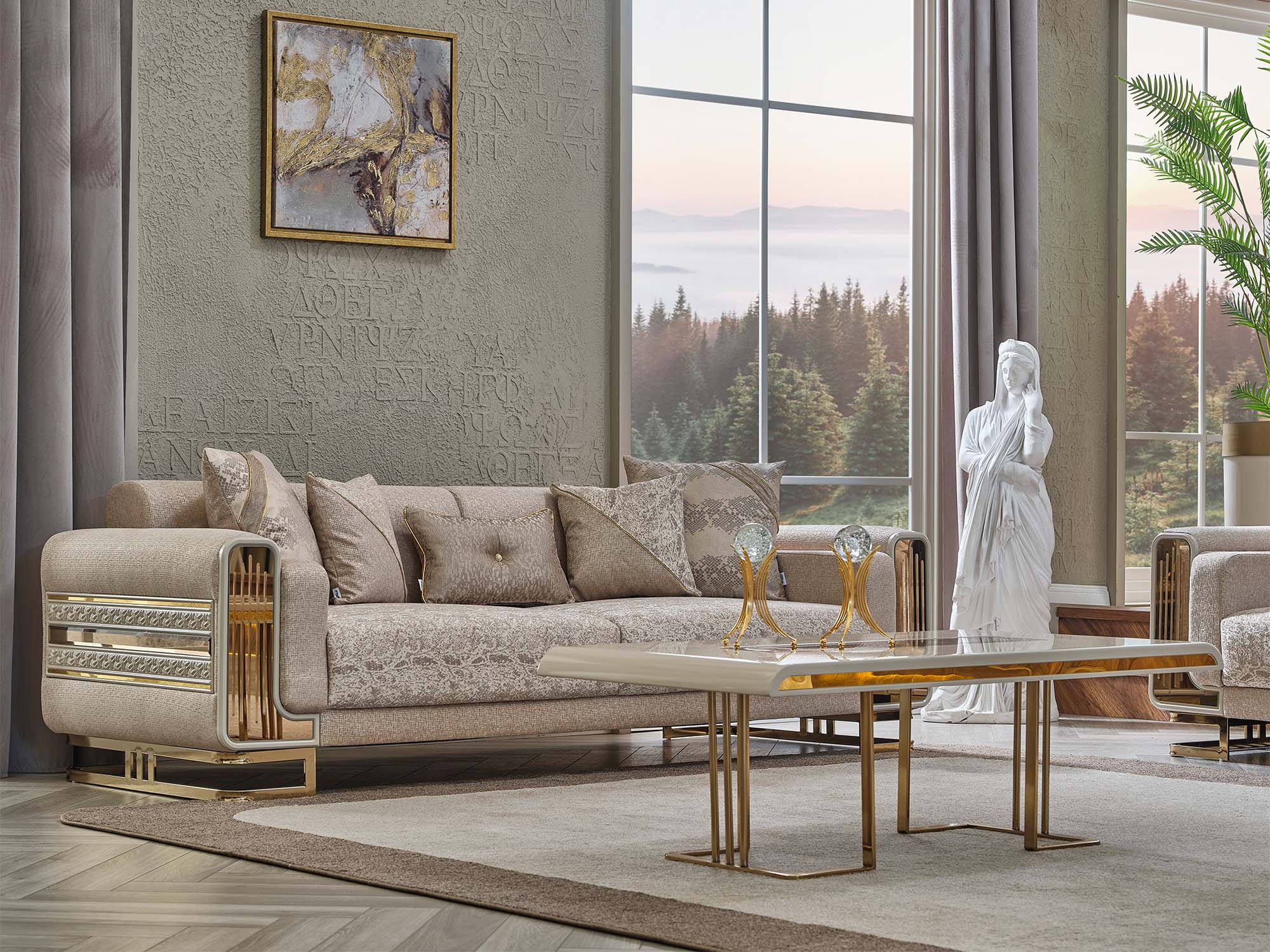 Delux Cream Convertible Loveseat - Image 14