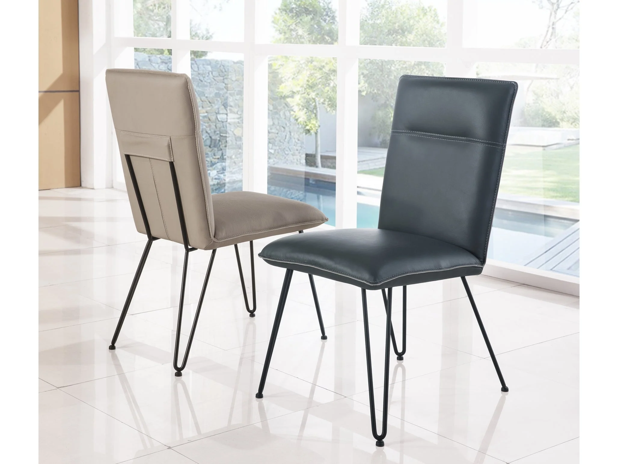 Demi Hairpin Leg Modern Dining Chair in Taupe (Set of 2)