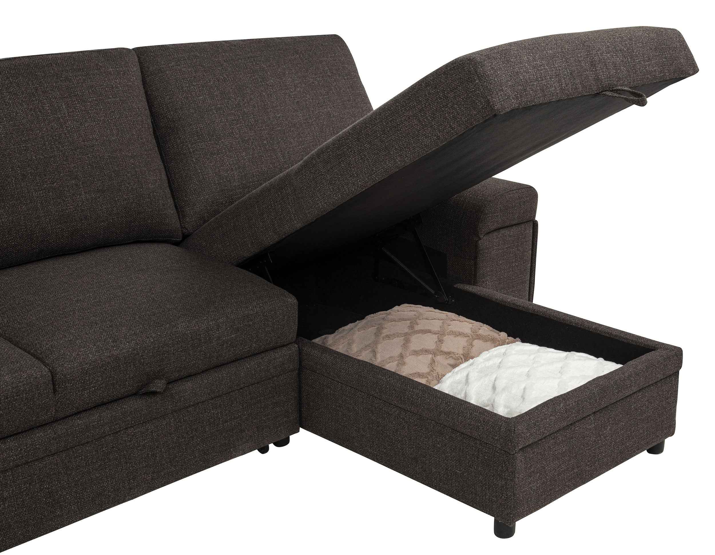 Demko Brown Sleeper Sectional Sofa with Speaker and Storage Chaise - Image 13