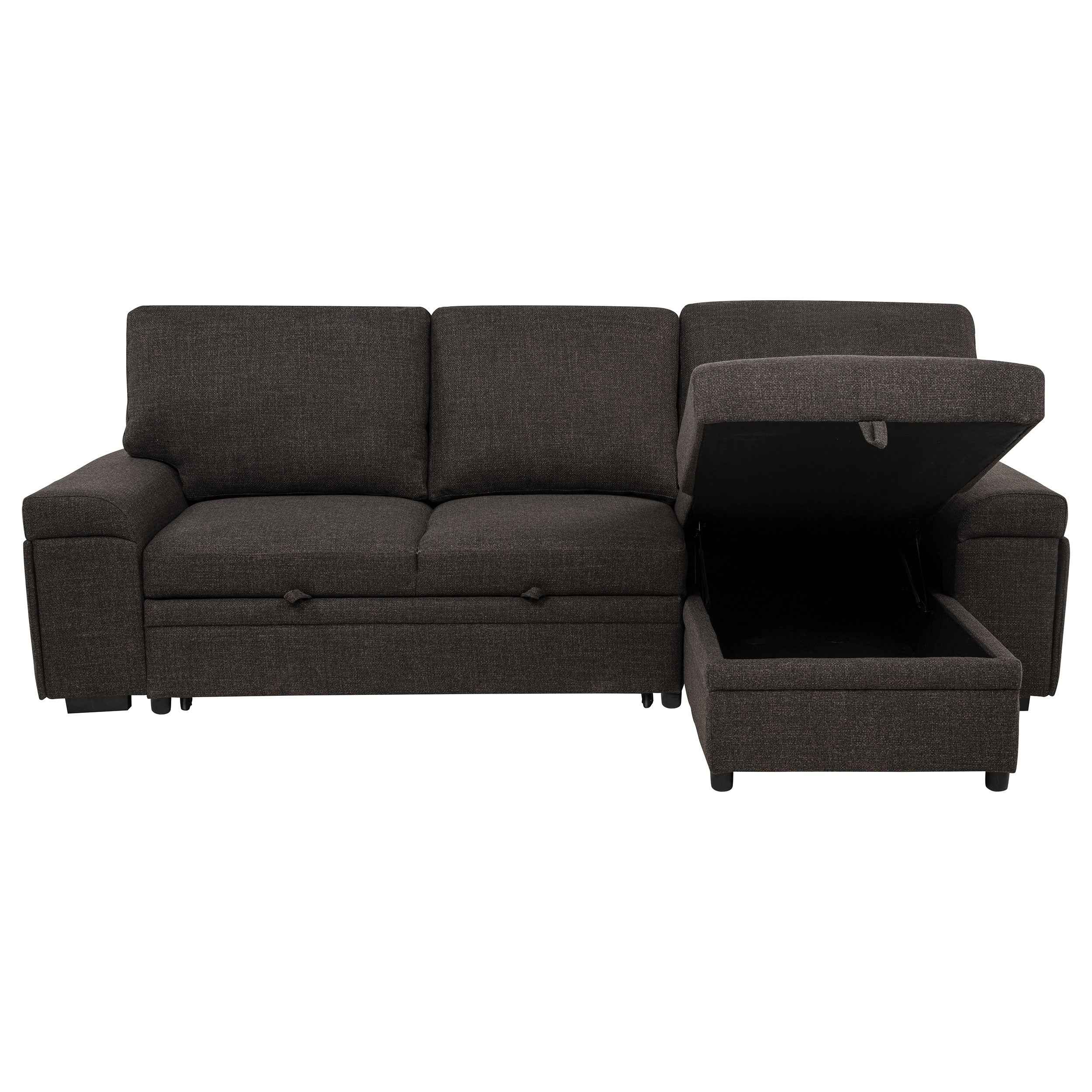 Demko Brown Sleeper Sectional Sofa with Speaker and Storage Chaise - Image 6
